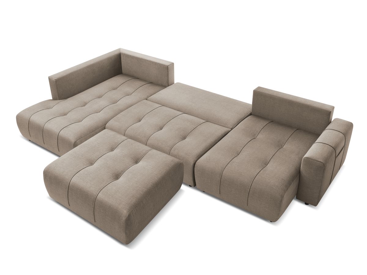 Bobochic Arsene Wohnlandschaft mit Pouf Samt Taupe Ecke rechts