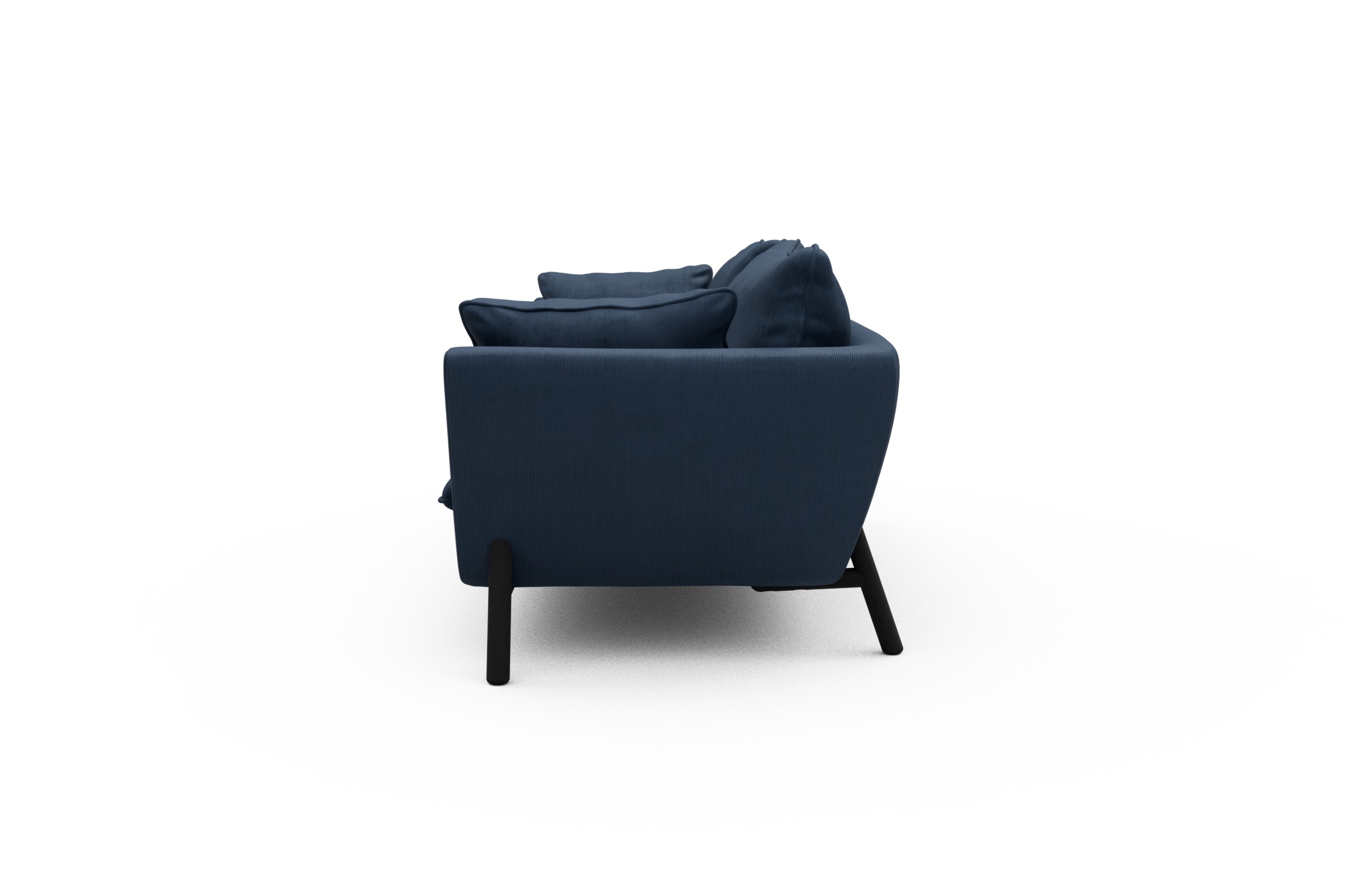 Sofa Emil PREMIUM 3-Sitzer Beinfarbe Eiche Schwarz Cordufine-Royal-Blue