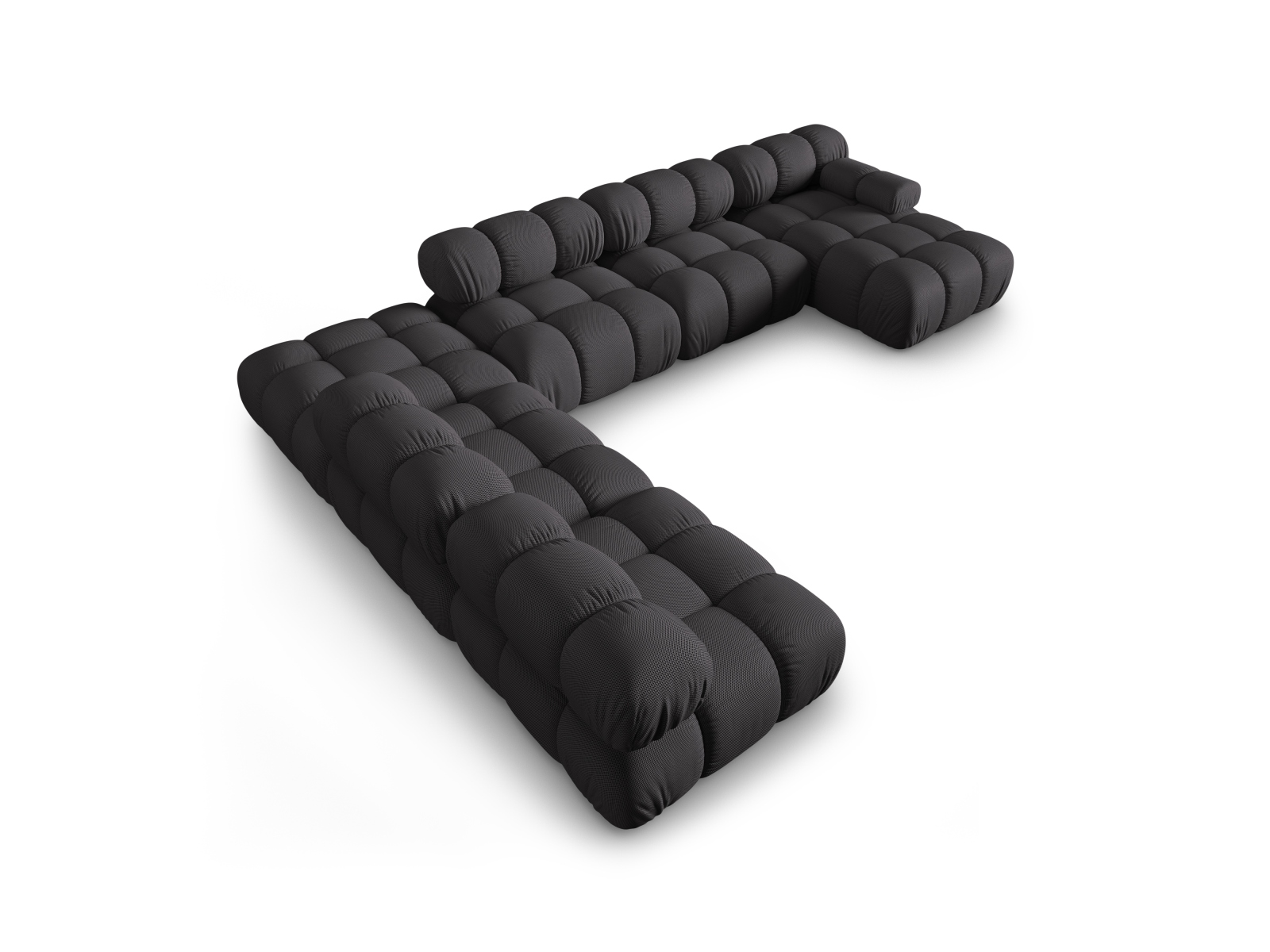 Micadoni Modulares Panorama Ecksofa Bellis 7-Sitzer Links 3D-Stoff Sonic Espresso