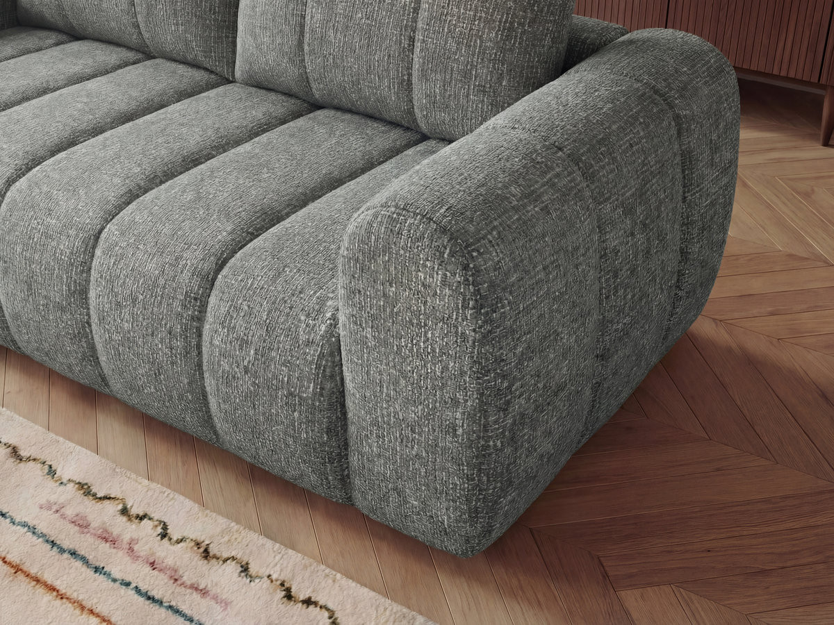 Bobochic Nesty Sofa 3-Sitzer mit Pouf Melange-Stoff Dunkelgrau