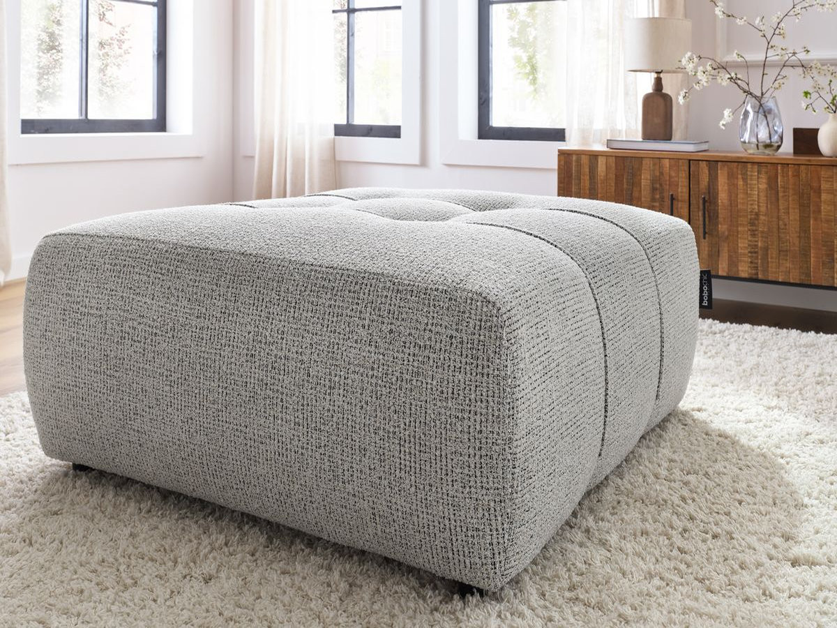 Bobochic Arsene Pouf Melange-Stoff Hellgrau