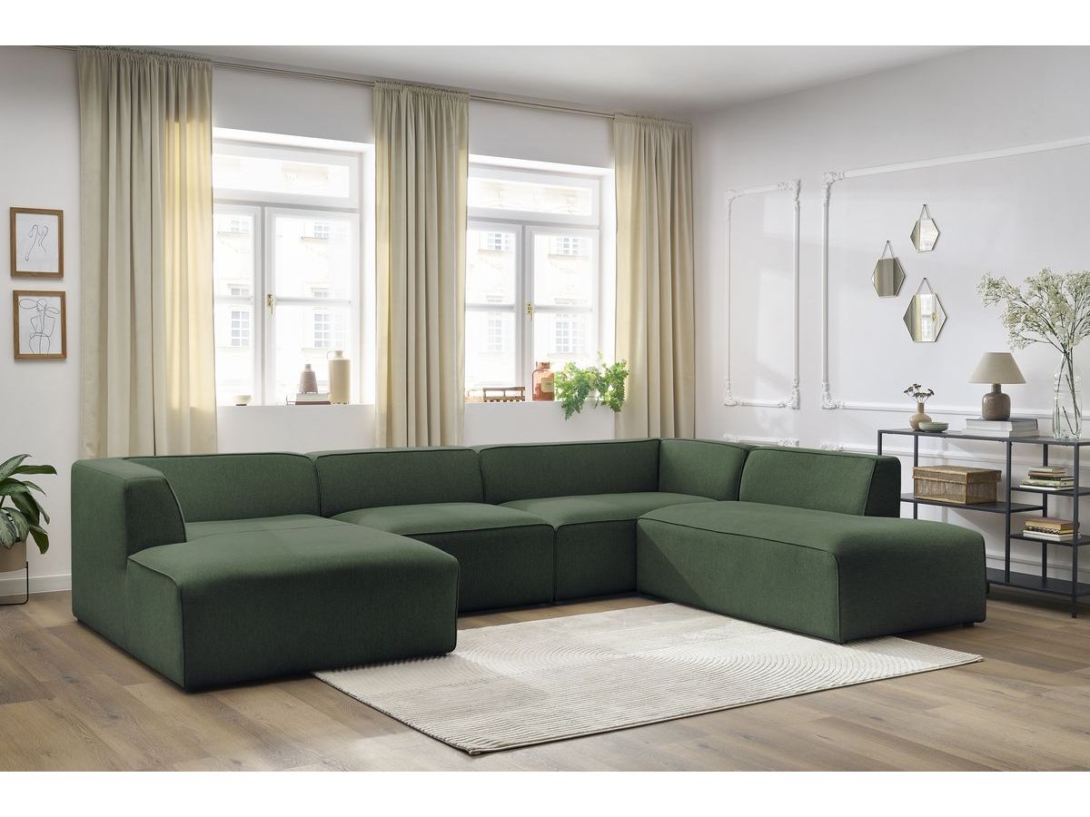 Bobochic Megeve Wohnlandschaft Melange-Stoff Grün Ecke links