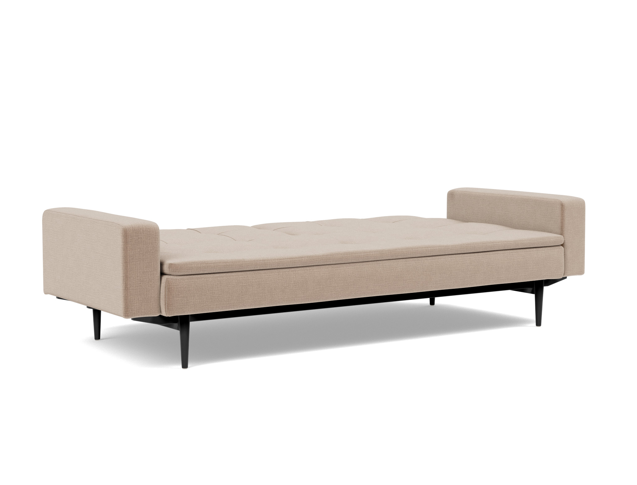 Schlafsofa Dublexo mit Armlehnen Chenille Esina 417-Mocha Beine Styletto Eiche schwarz