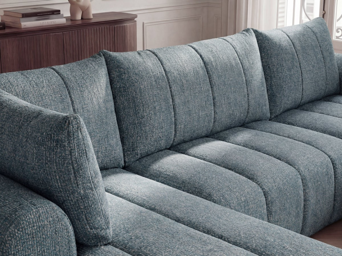 Bobochic Nesty Wohnlandschaft Melange-Stoff Blau Ecke rechts