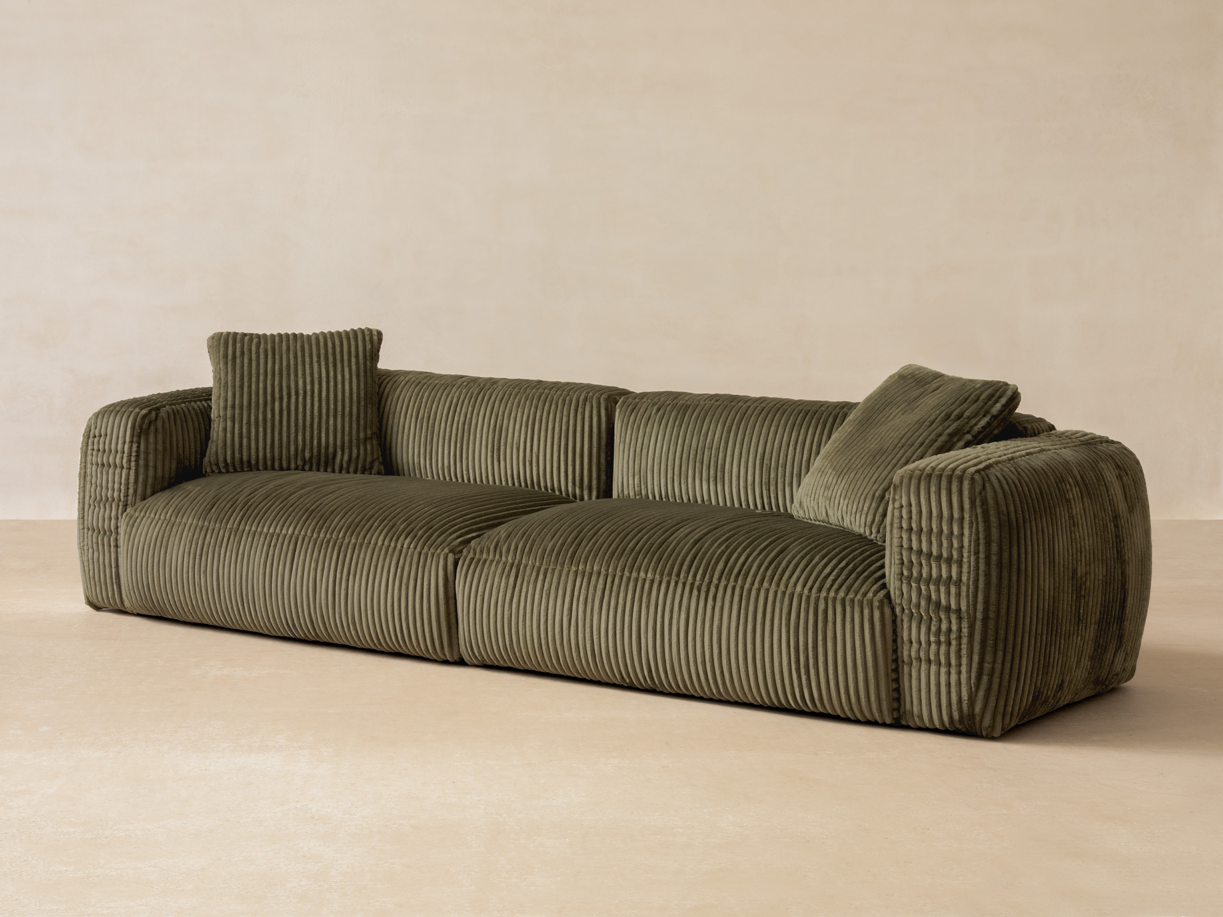 Micadoni Ecksofa Martina 2-Sitzer Links Kord Tilia Ziegel