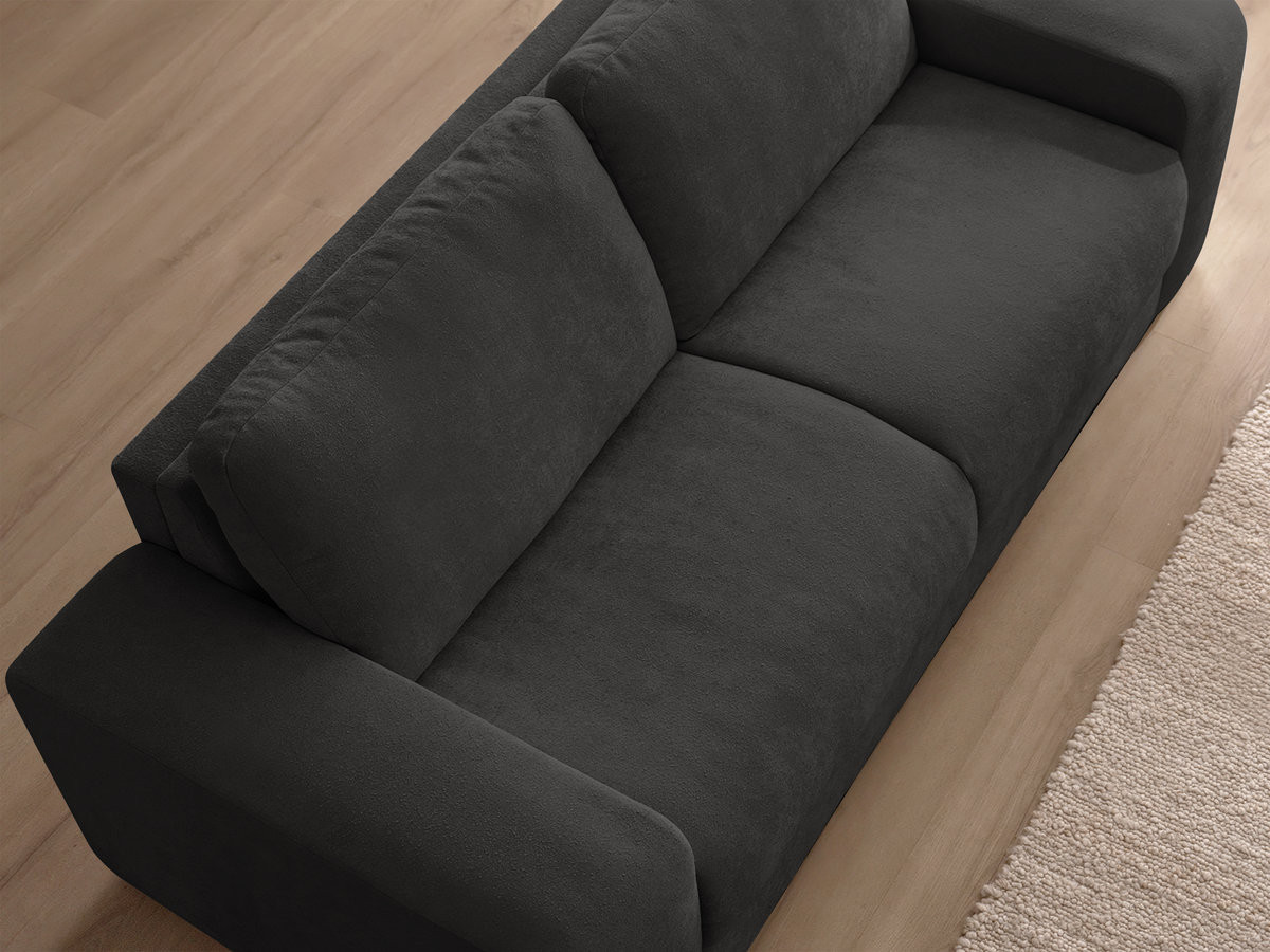 Bobochic Ibiza Schlafsofa 3-Sitzer Strukturstoff Schwarz, Liegefläche 160 × 196 cm