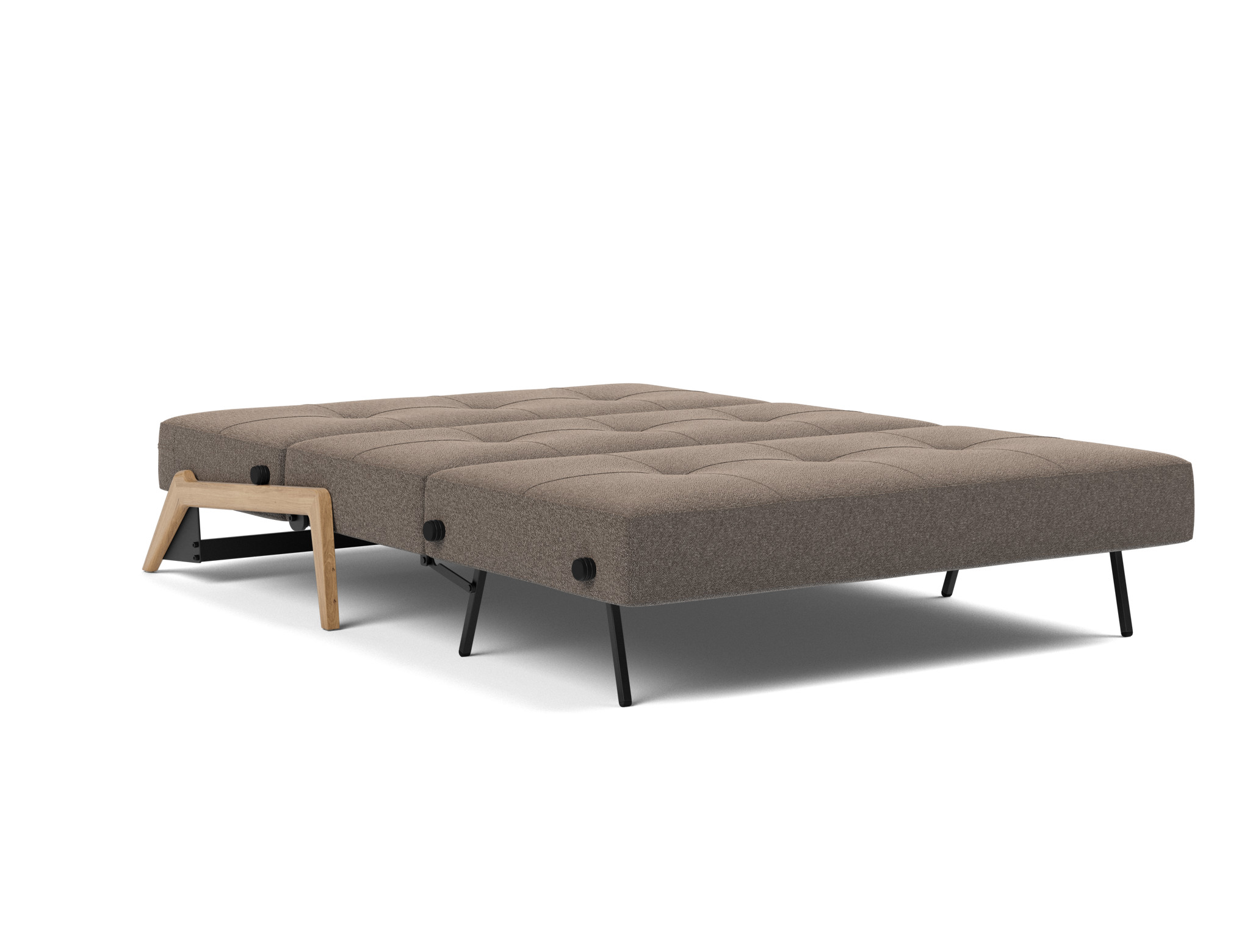 Schlafsofa Cubed 140 Boucle Skandi 530-Taupe Beine Eiche