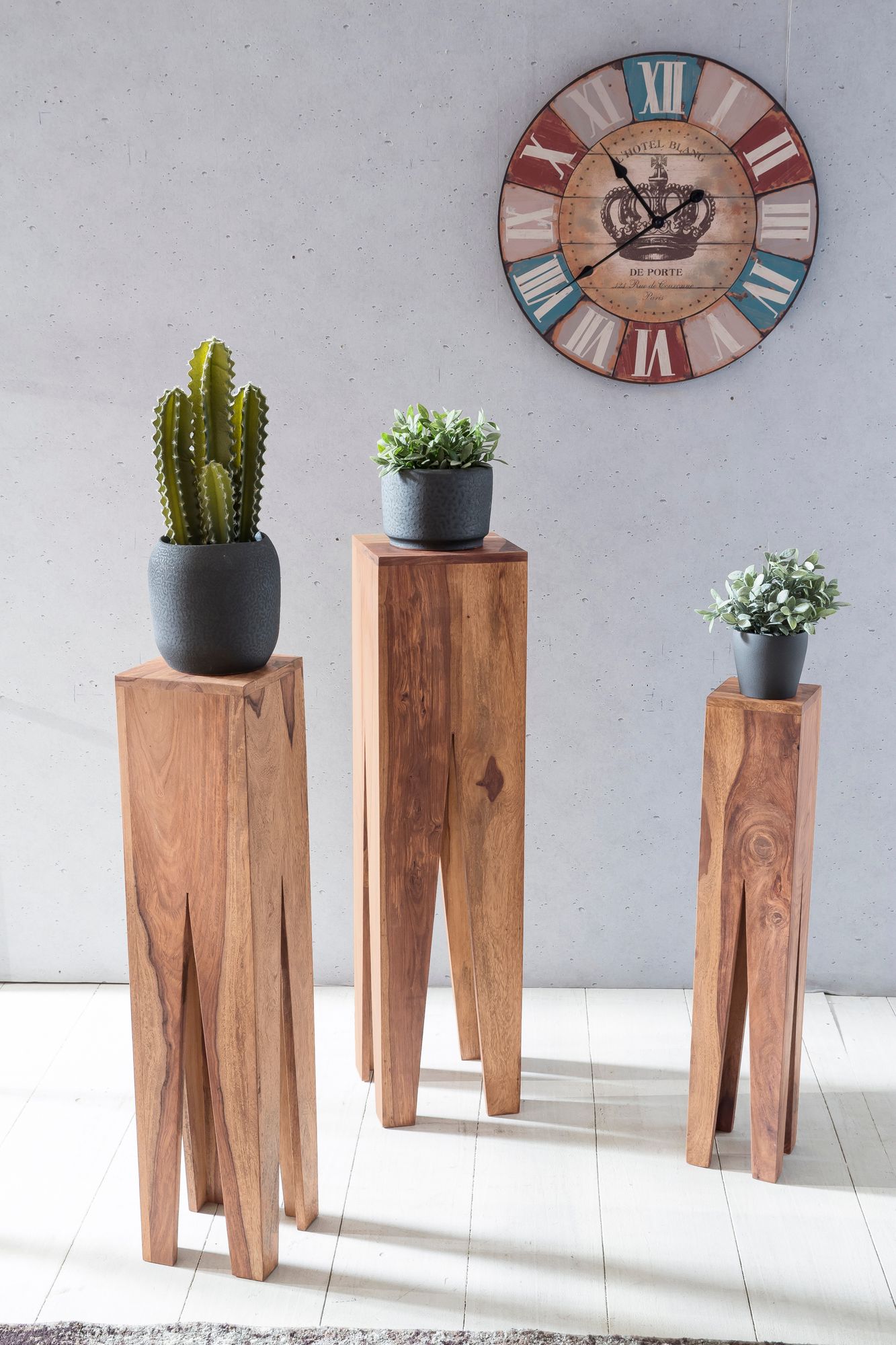 Satztisch 3er-Set Vardal Massivholz Akazie 25 × 25 × 100 cm