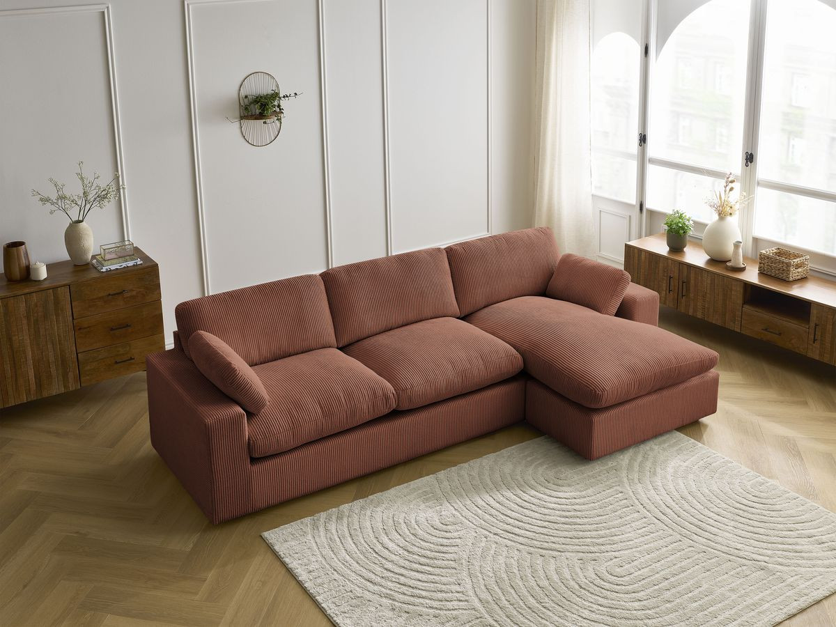 Bobochic Belair Ecksofa 280 × 139 cm Cordsamt Orange