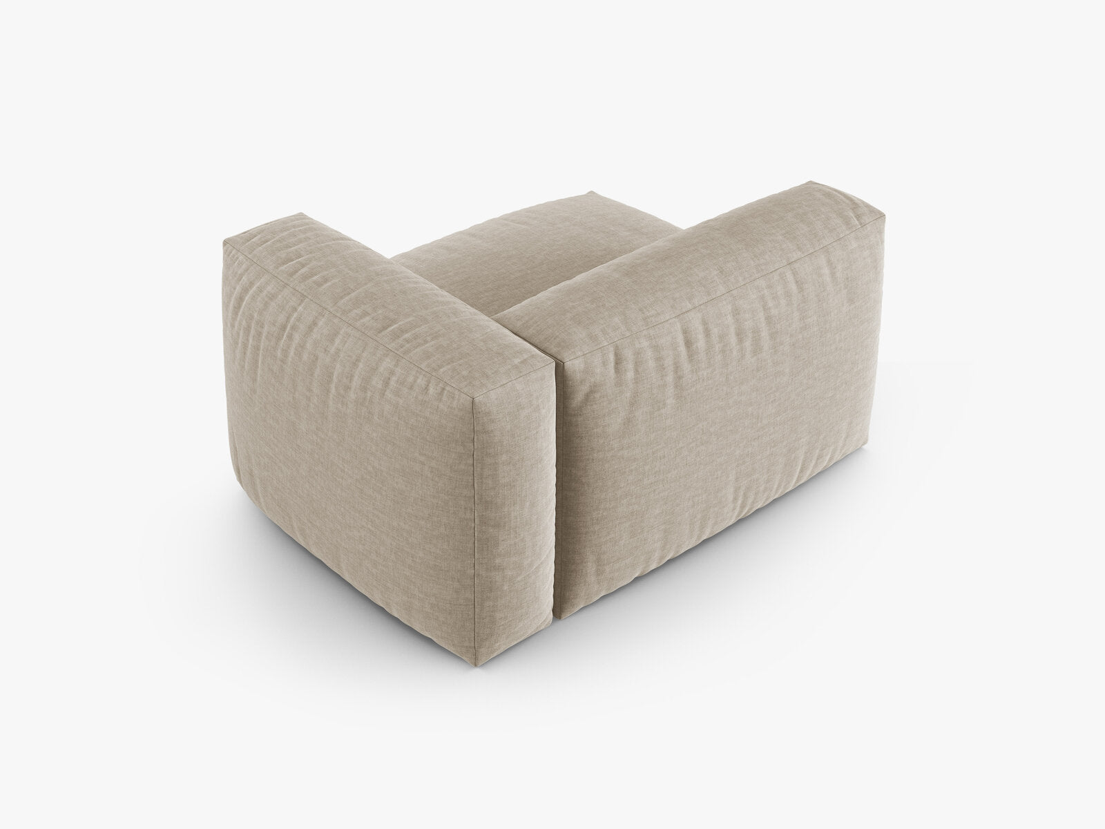 Micadoni Eckmodul mit Armlehne Martina 1-Sitzer 90cm Sitztiefe Rechts Strukturierter Stoff Boston Helles Beige