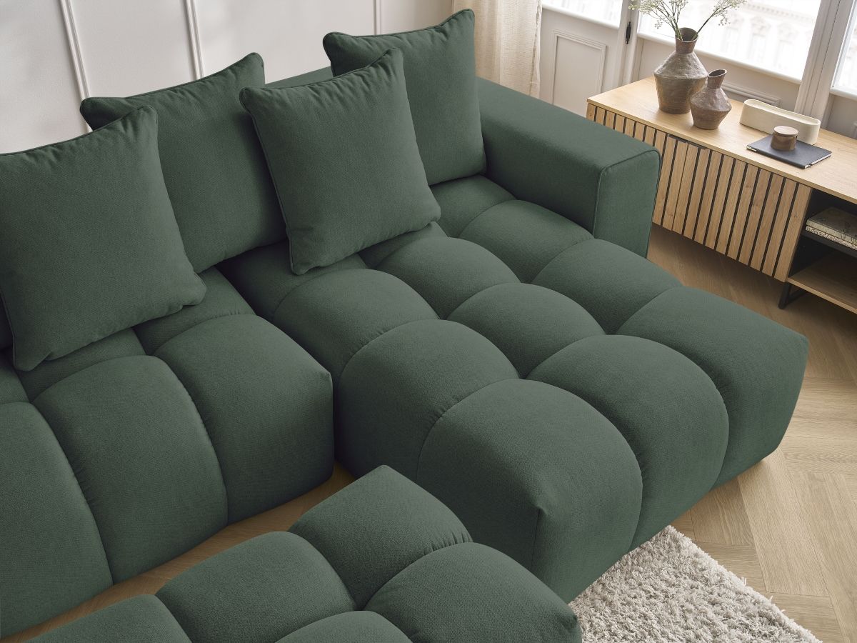 Bobochic Mont-blanc Wohnlandschaft mit Pouf Melange-Stoff Grün