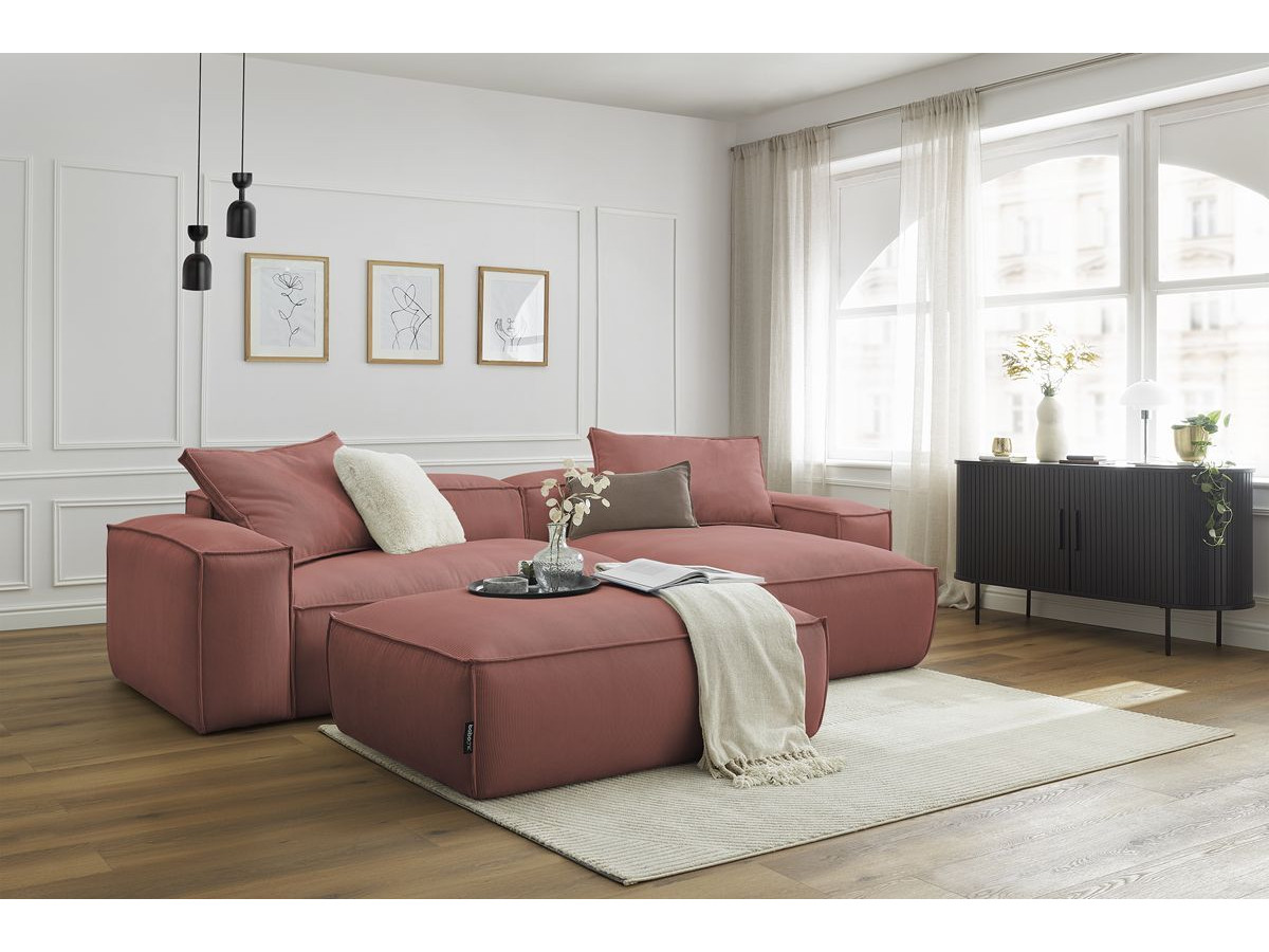 Bobochic Boheme Ecksofa mit Pouf Cordsamt Rosa