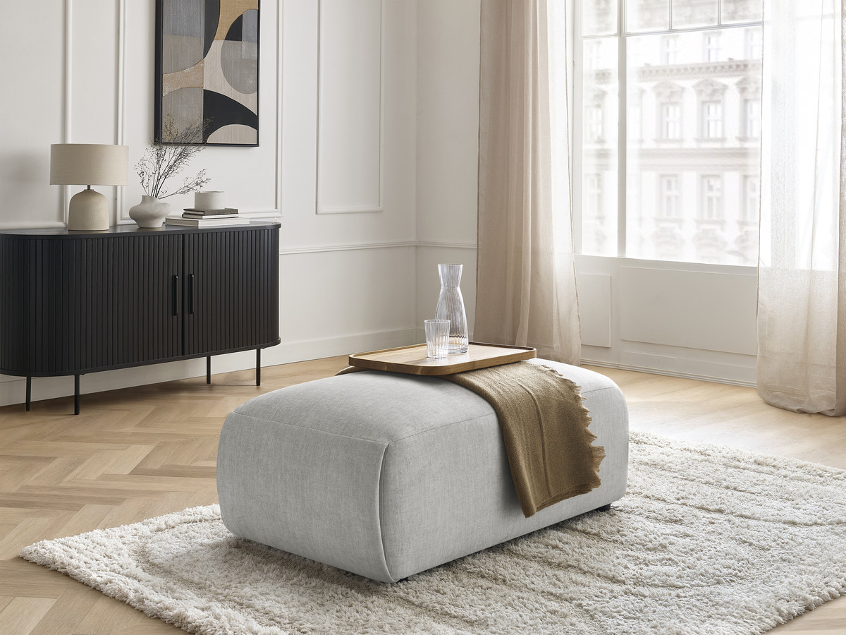 Bobochic Jana Pouf 63 × 114 cm Samt Hellgrau