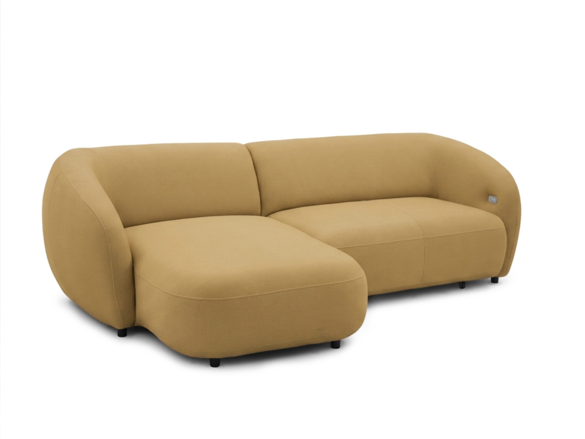 Bobochic Halo Ecksofa mit Schlaffunktion Stoff Gelb Ecke links