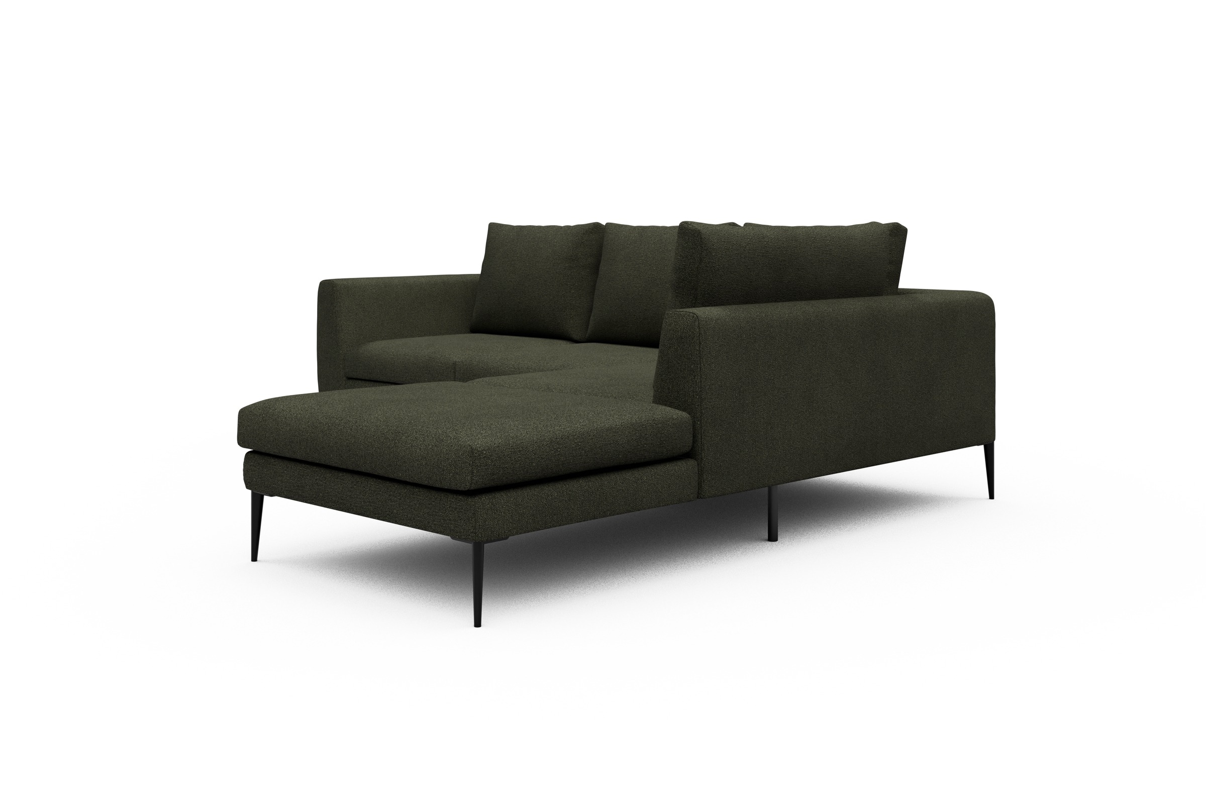 Ecksofa Paul Relax-Ecke rechts mit 2-Sitzer Boucle-Forest-Green