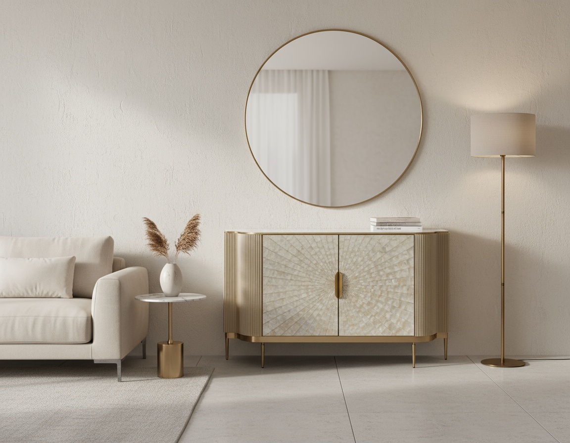 Livin Hill Sideboard Stilig 150 cm Champagnergold, Platte Weiß