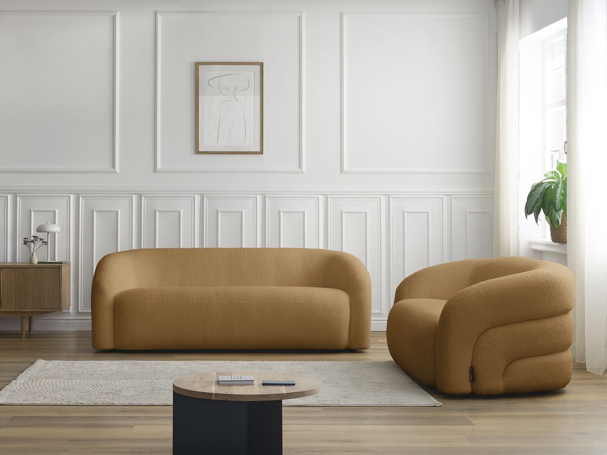 Bobochic Elina Sofa 5-Sitzer Bouclé-Stoff Gelb
