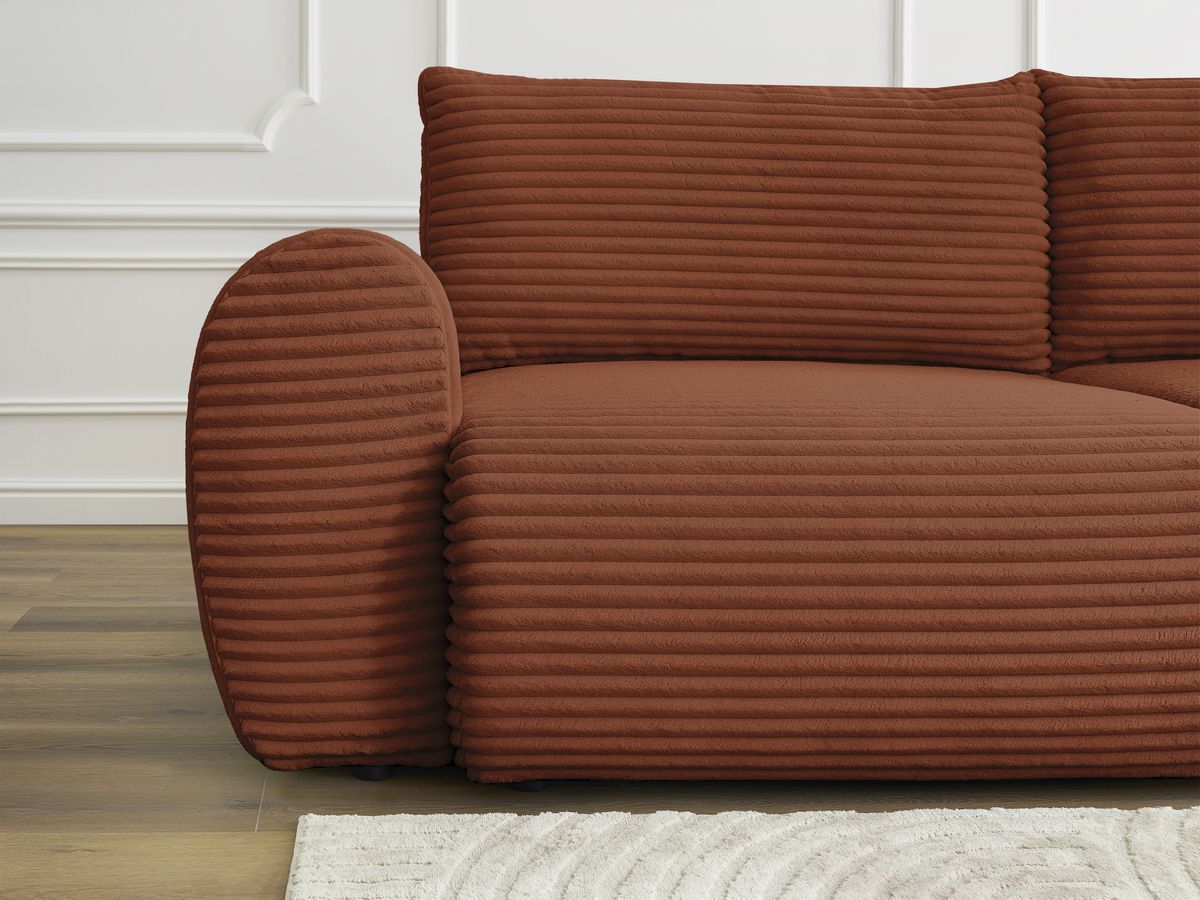 Bobochic Lucien Schlafsofa 3-Sitzer mit Bettkasten Breitcord weich Orange