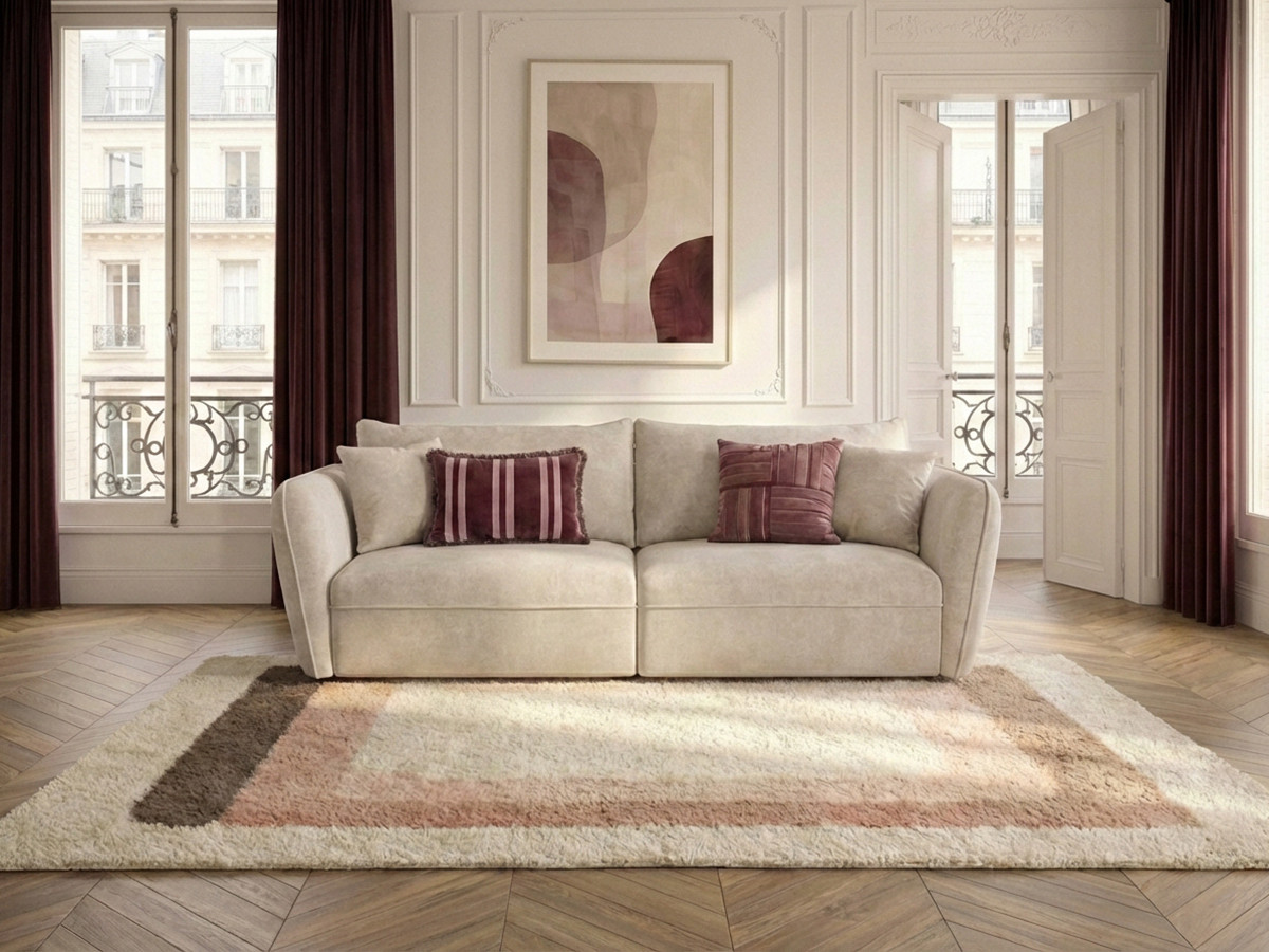 Bobochic Luigi Sofa 3-Sitzer Strukturstoff Beige