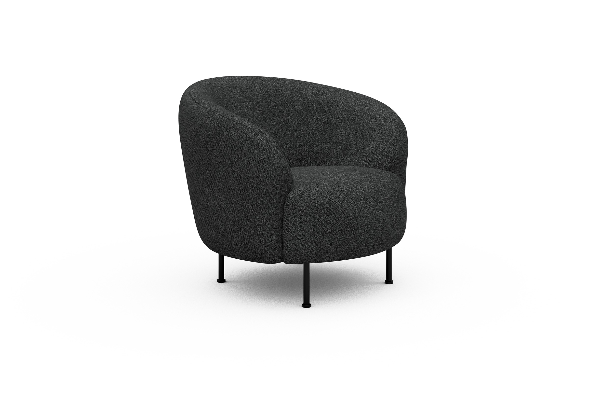 Sessel Ronda Metallbeine Schwarz Boucle-Charcoal