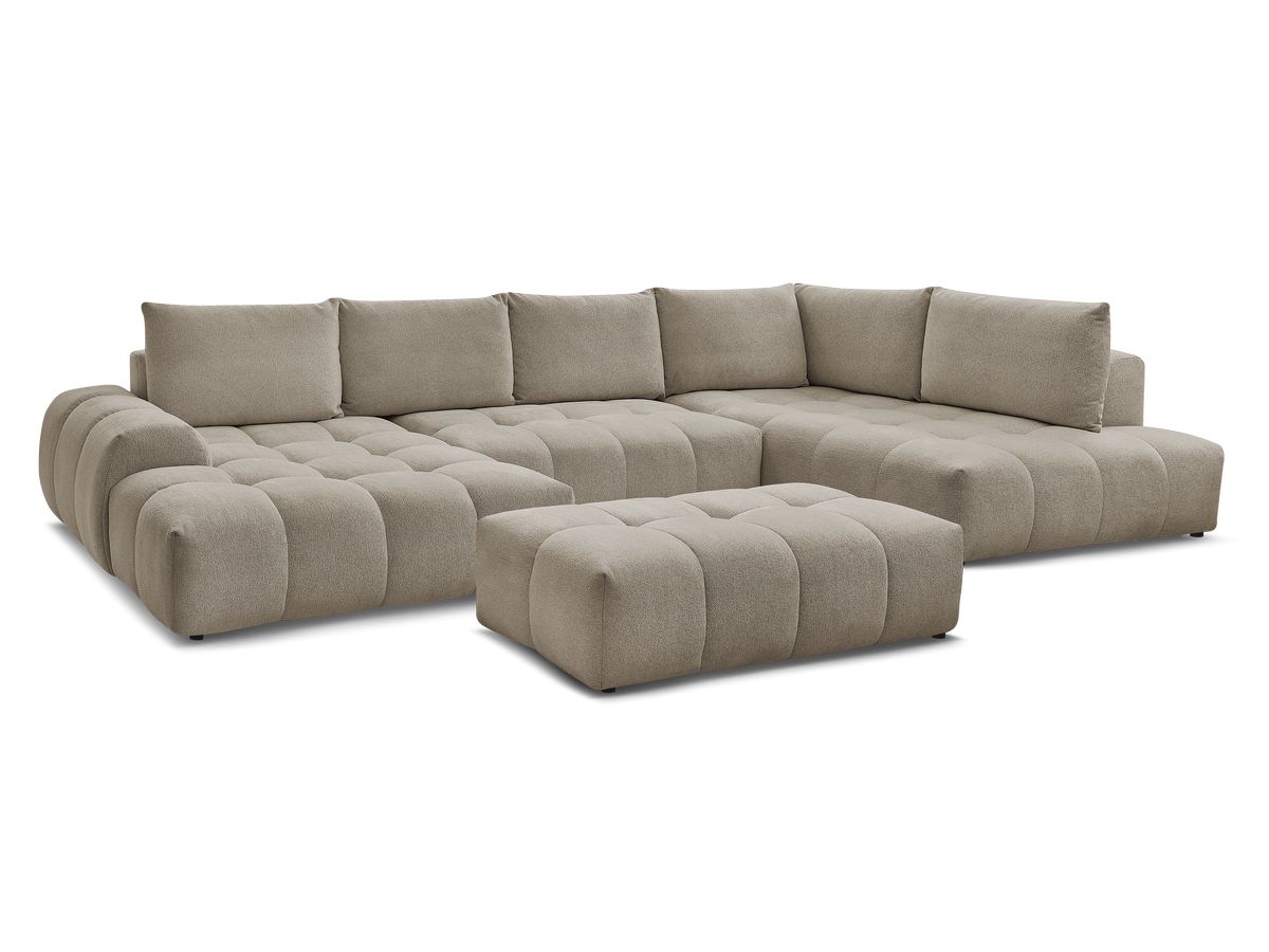 Bobochic Everest Wohnlandschaft mit Pouf, 6 Kissen Melange-Stoff Taupe Ecke links