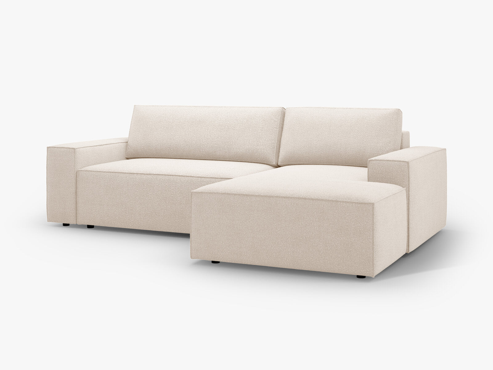 Micadoni Schlaf-Ecksofa Jodie 3-Sitzer Rechts Boucle Beige