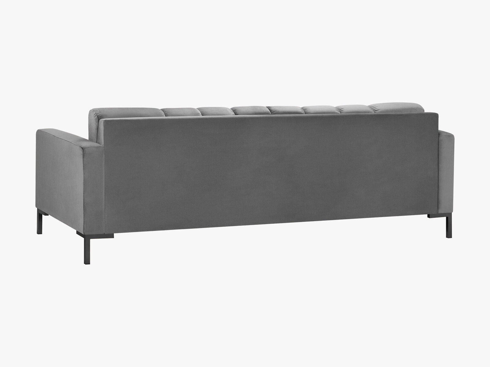Micadoni Sofa Mamaia 4-Sitzer Samt Bluvel Hellgrau schwarze Beine