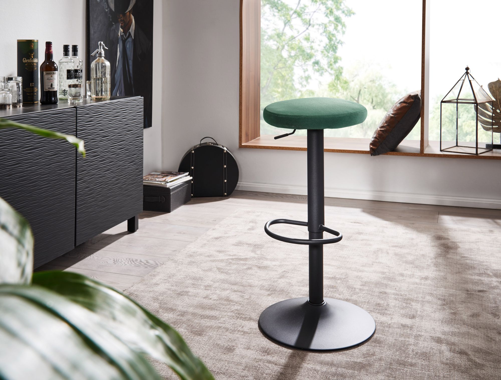 Barhocker Foldvik Samt Grün 40 × 40 × 79 cm