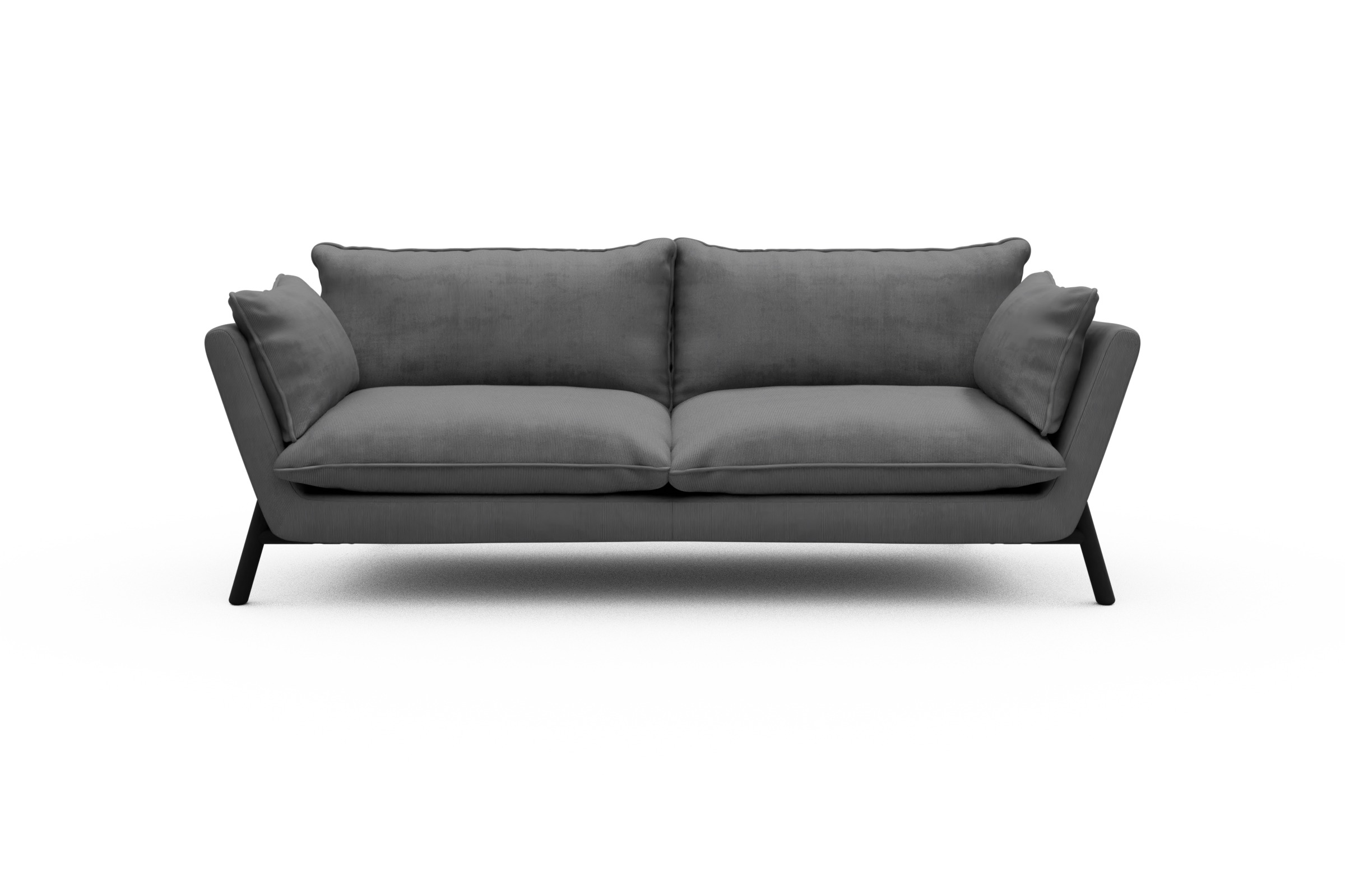 Skandi Home Sofa Emil PREMIUM 3-Sitzer Beinfarbe Eiche Schwarz Cordufine-Grey moebelfaktor