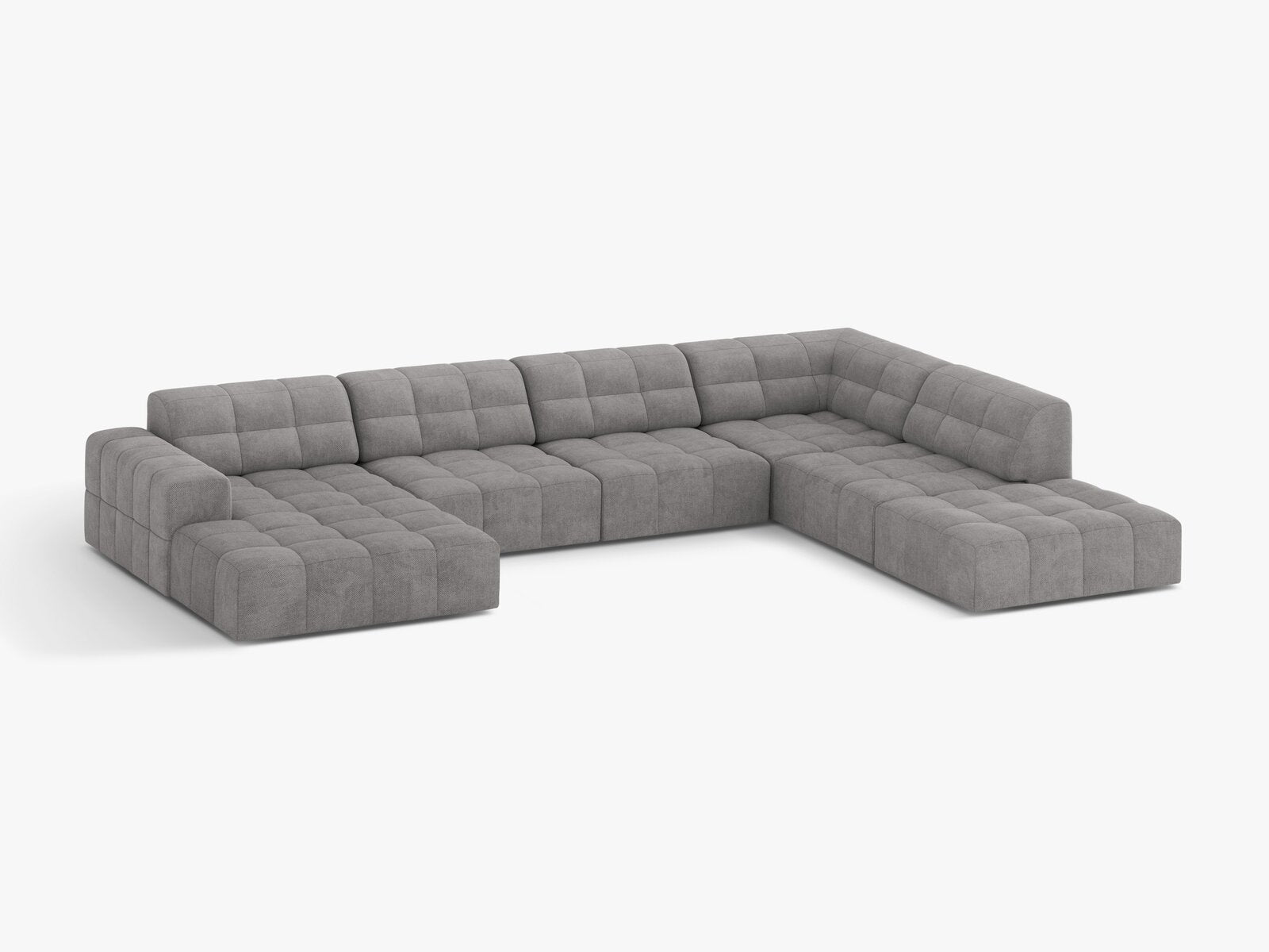 Micadoni Panorama Ecksofa Jennifer 7-Sitzer Rechts Chenille Eden Hellgrau