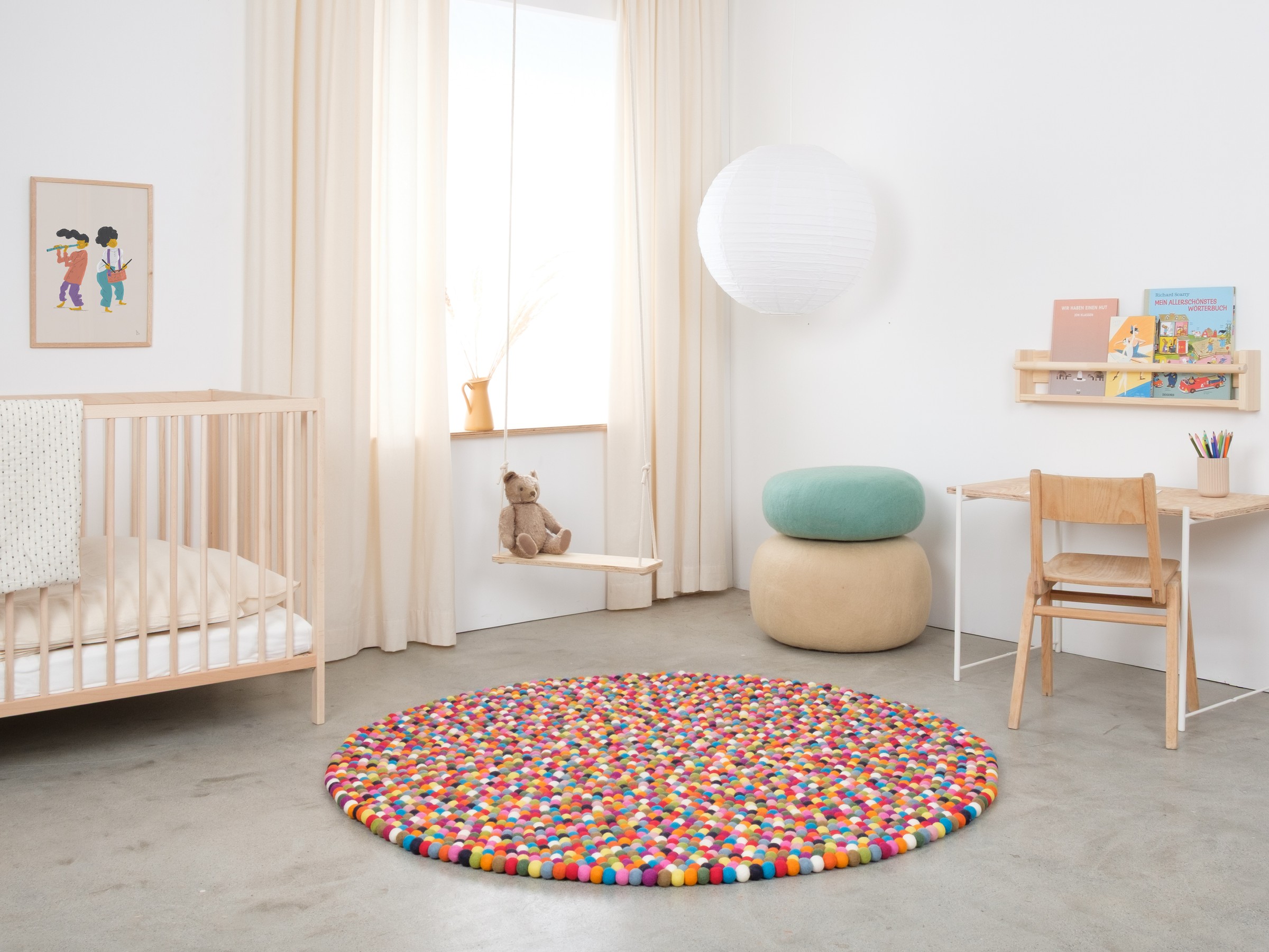myfelt Lotte Filzkugelteppich Bunt rund Ø 50 cm