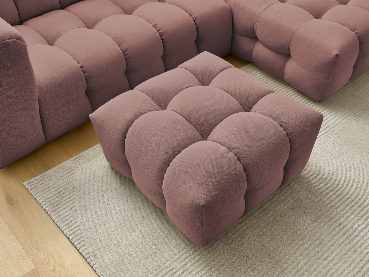 Bobochic Cloud Ecksofa mit Pouf 288 × 184 cm Stoff Rosa Ecke rechts