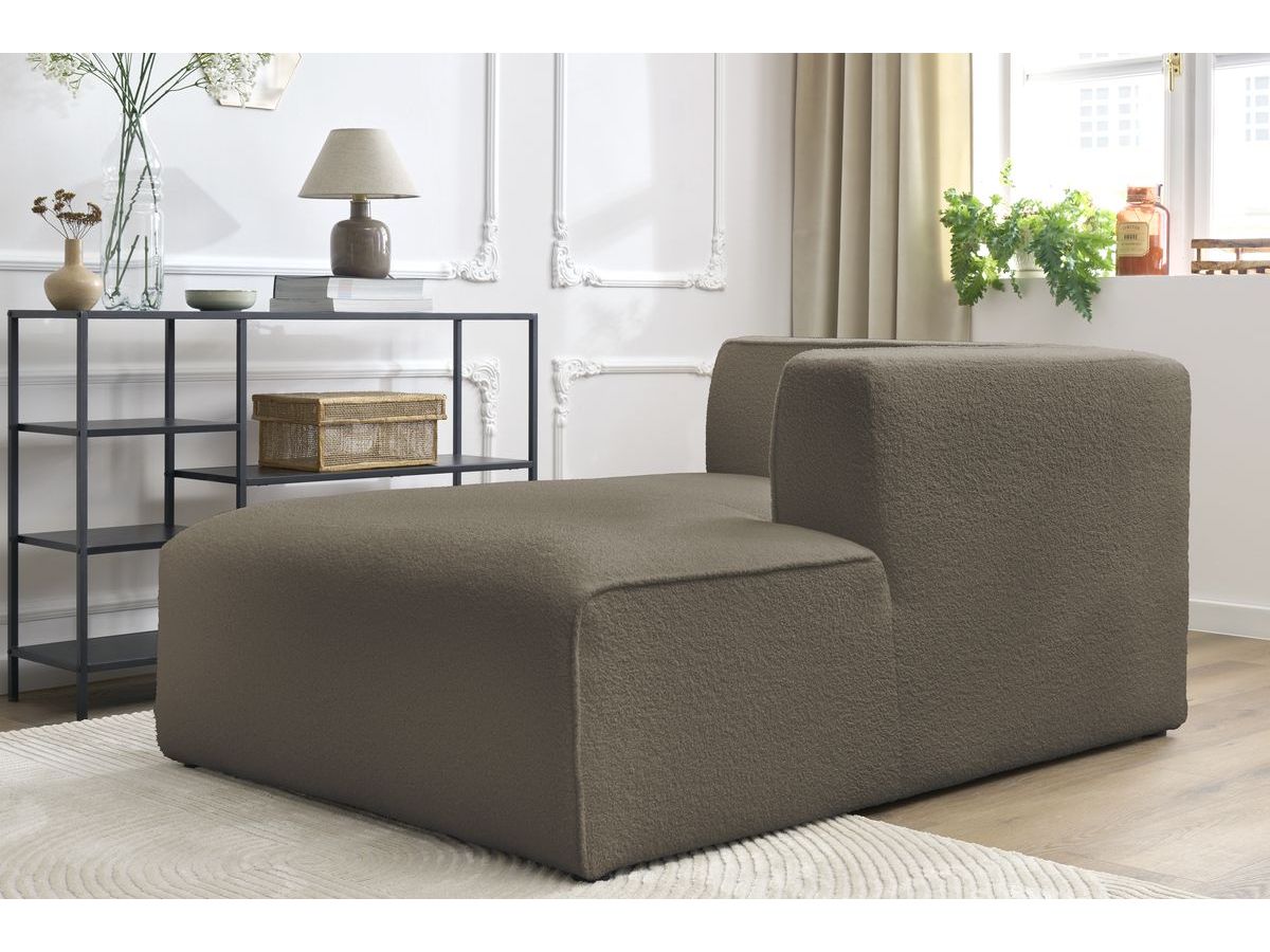 Bobochic Megeve Méridienne-Modul Bouclé-Stoff Braun Ecke rechts