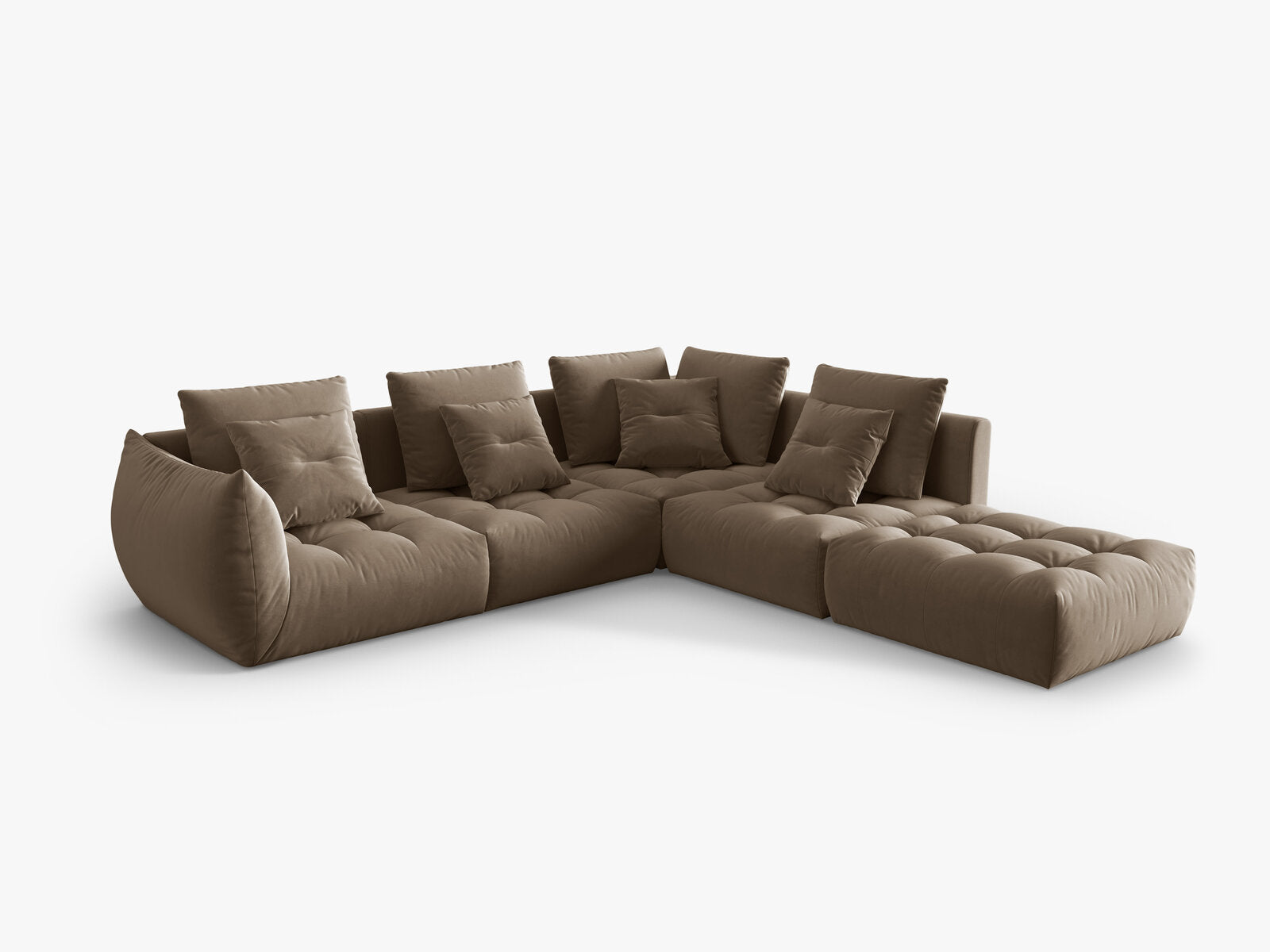Micadoni Ecksofa Bloom 5-Sitzer Rechts Samt Hellbraun