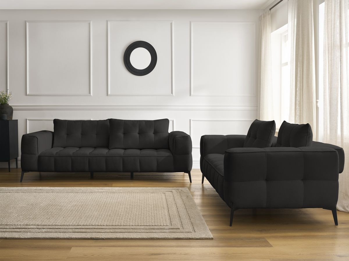 Bobochic Anis Sofa-Set 3- und 2-Sitzer Strukturstoff Schwarz