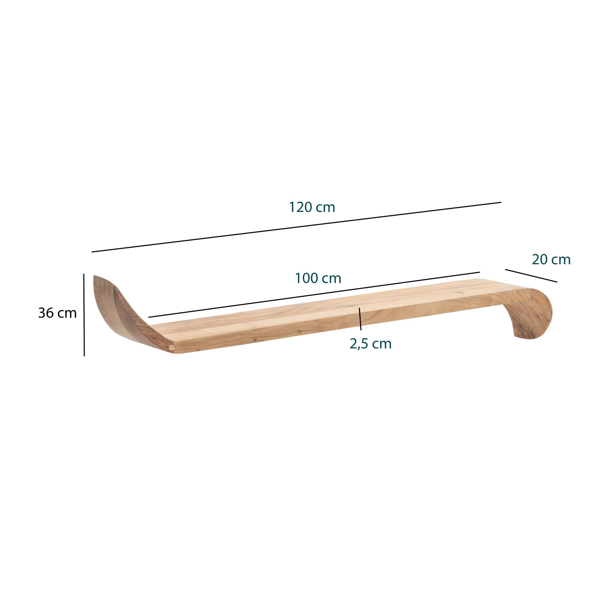 Wandregal Klepp Mango Massivholz Braun Breite 120 cm