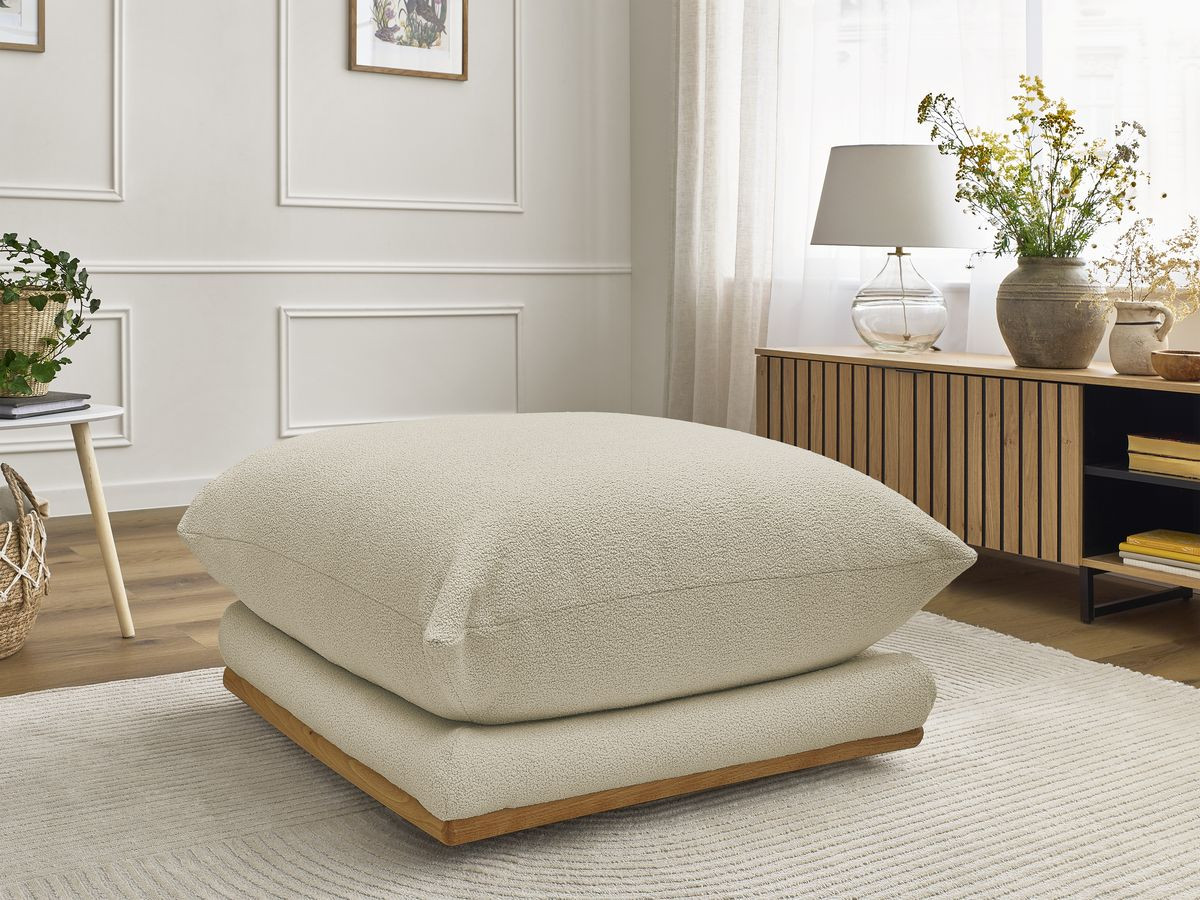 Bobochic Ernest Pouf Bouclé-Stoff Beige