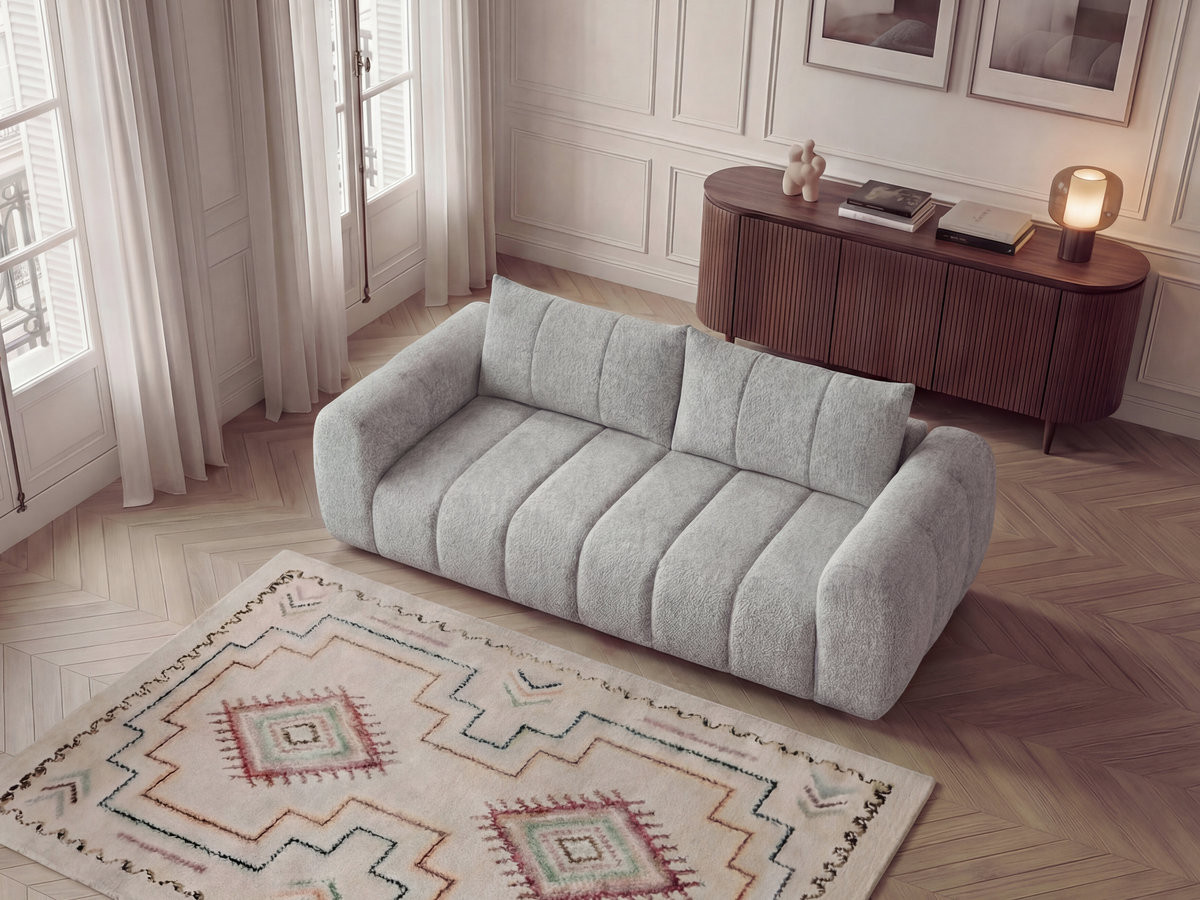 Bobochic Nesty Sofa 3-Sitzer Melange-Stoff Hellgrau