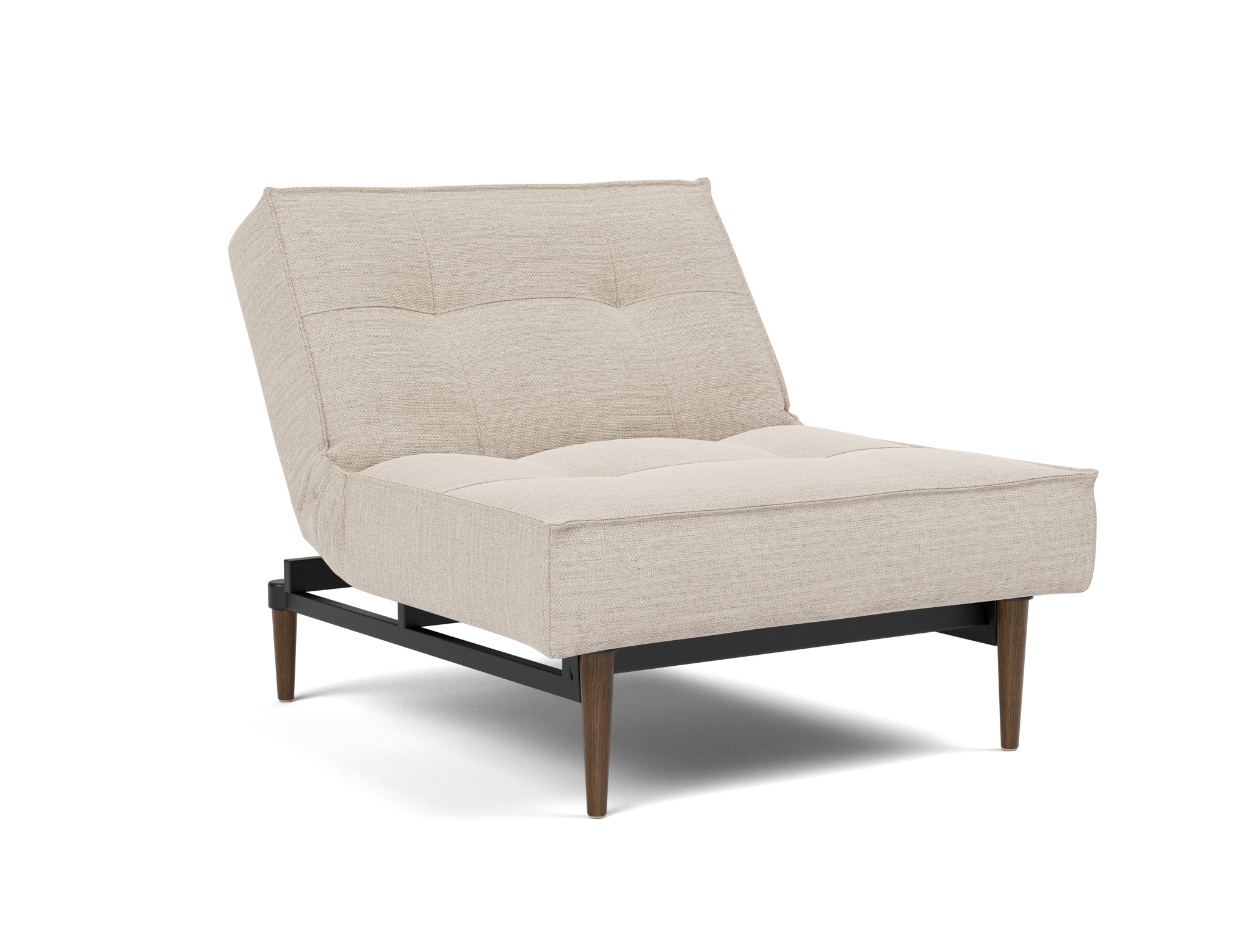 Sessel Splitback Webstoff Blida 612-Sand-Grey Beine Styletto Eiche dunkel