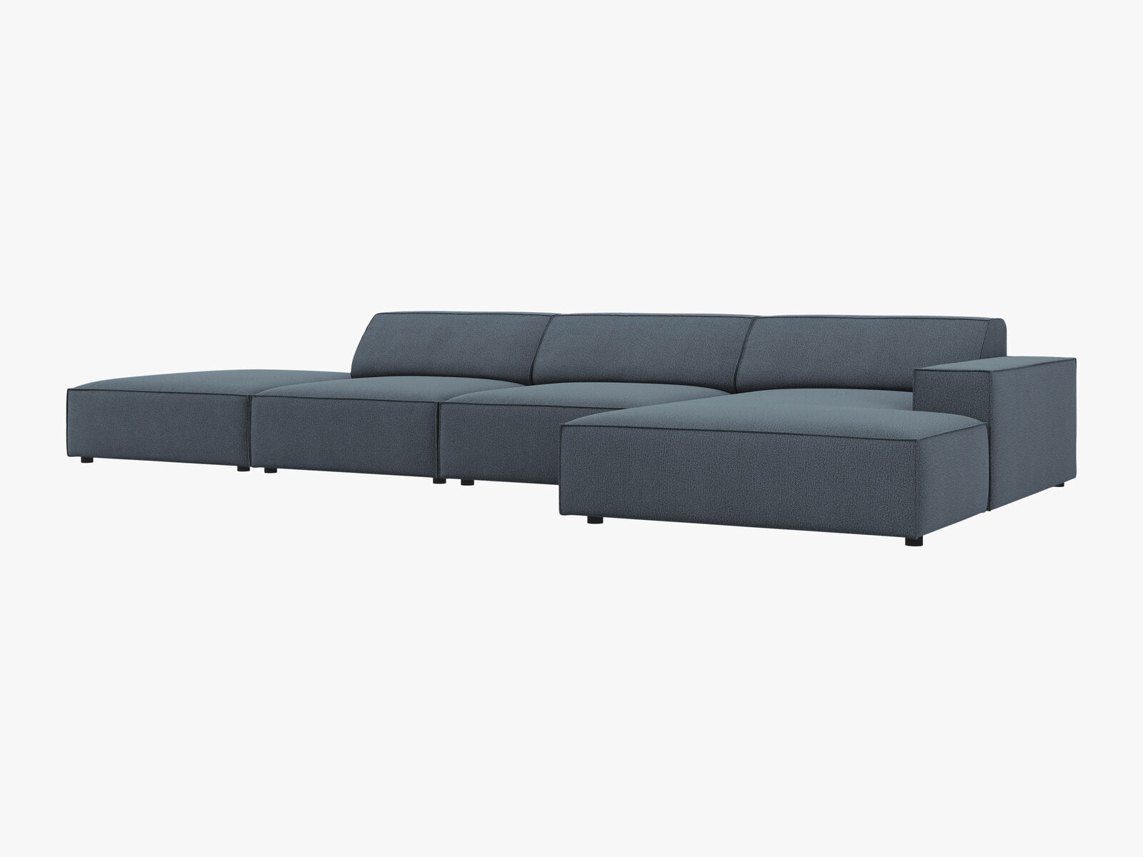 Micadoni Ecksofa Jodie 5-Sitzer Rechts Strukturierter Stoff Megan Blau