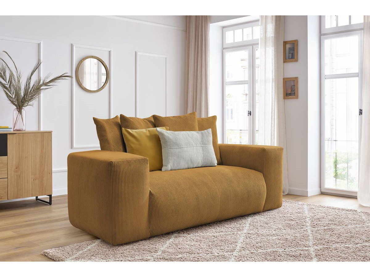 Bobochic Voltaire Sofa 2-Sitzer Cordsamt Gelb