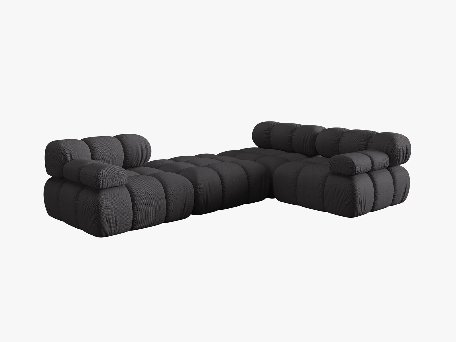 Micadoni Modulares Sofa Bellis 4-Sitzer mit flachem Modul 3D-Stoff Sonic Espresso