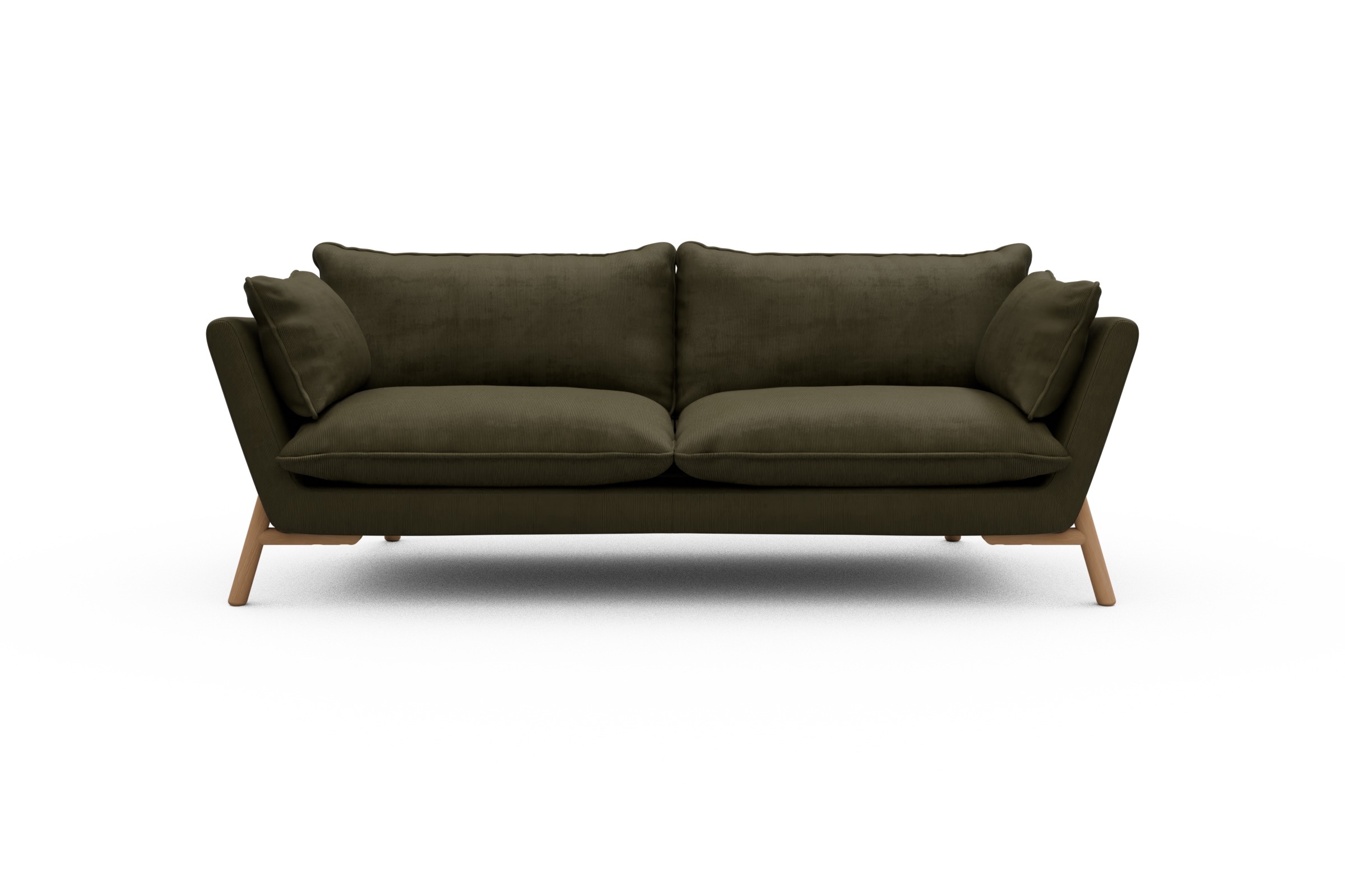 Skandi Home Sofa Emil PREMIUM 3-Sitzer Beinfarbe Eiche Natur Cordufine-Pine-Green moebelfaktor
