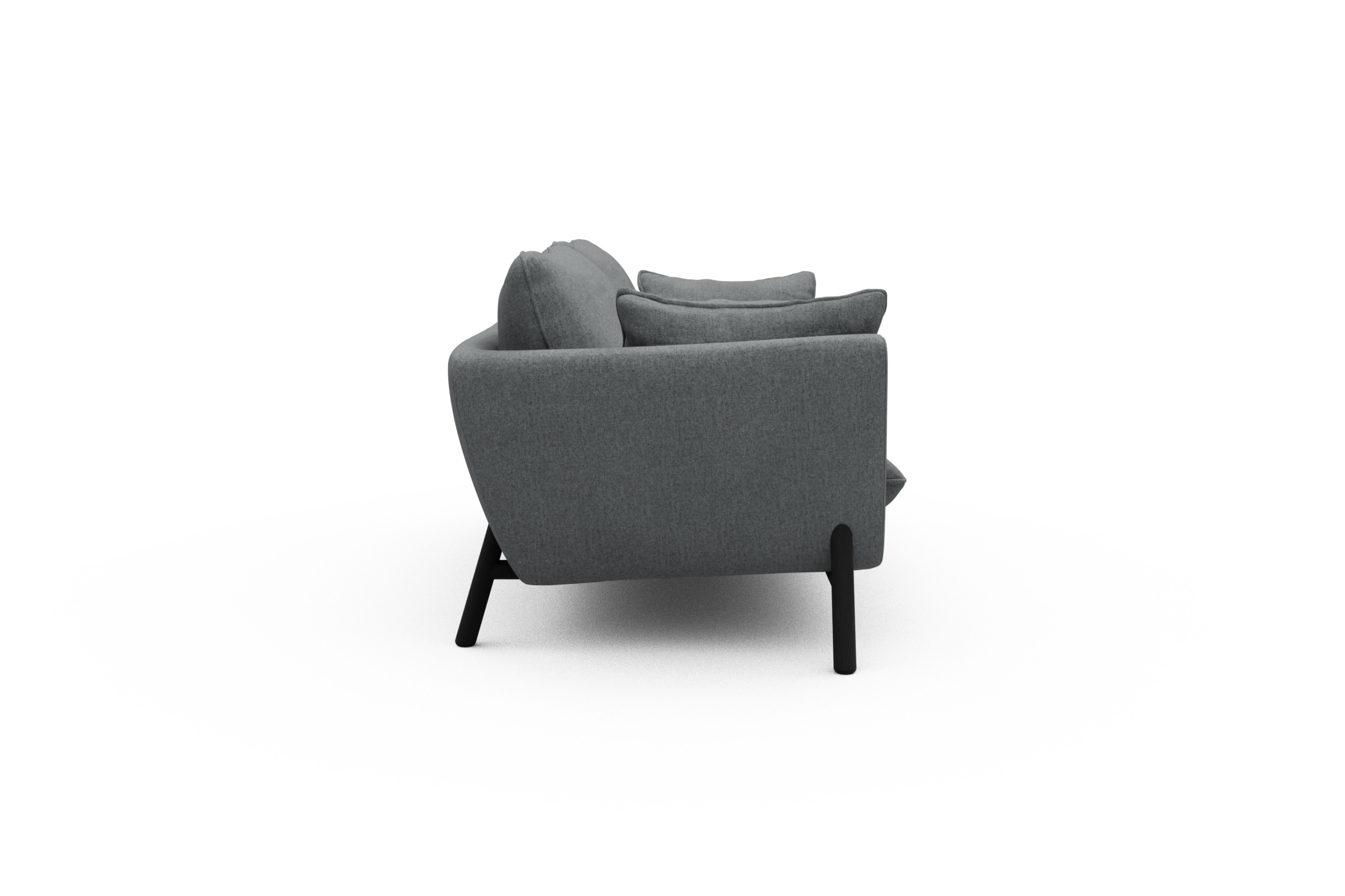 Sofa Emil 2-Sitzer Beinfarbe Eiche Schwarz Casone-Gravel-Grey