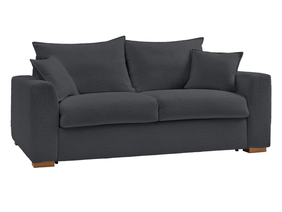 Bobochic Augustin Schlafsofa 3-Sitzer Bouclé-Stoff Dunkelgrau, Liegefläche 160 × 200 cm