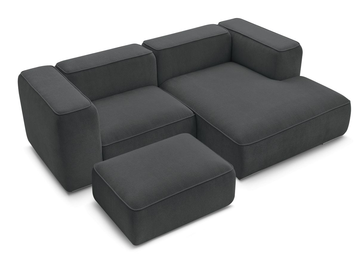 Bobochic Zephyr Ecksofa mit Pouf 260 × 165 cm Strukturstoff Dunkelgrau Ecke rechts