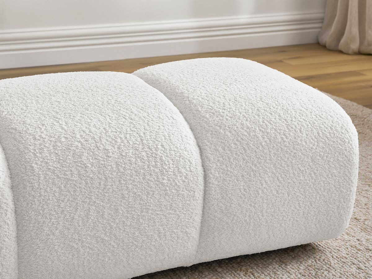Bobochic Pamira Pouf Bouclé-Stoff Weiß