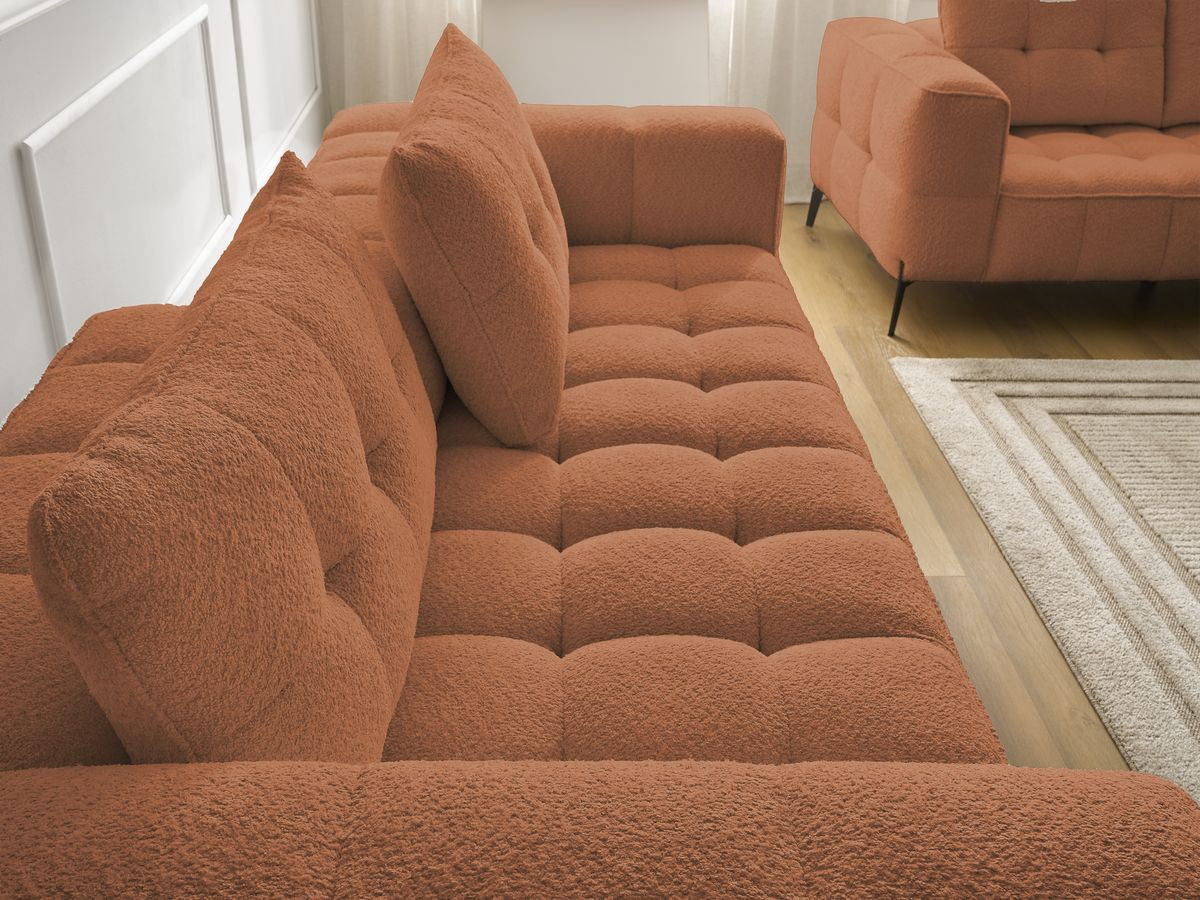Bobochic Anis Sofa 5-Sitzer mit Pouf Bouclé-Stoff Orange