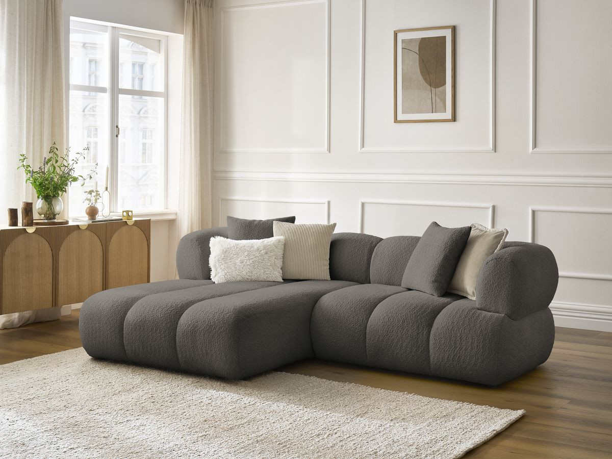 Bobochic Pamira Ecksofa Bouclé-Stoff Braun Ecke links