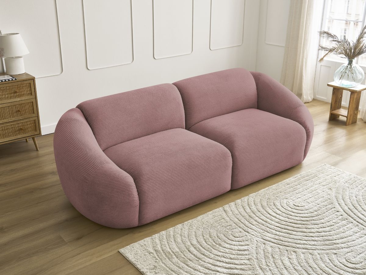 Bobochic Tina Sofa 3-Sitzer Cordsamt Rosa